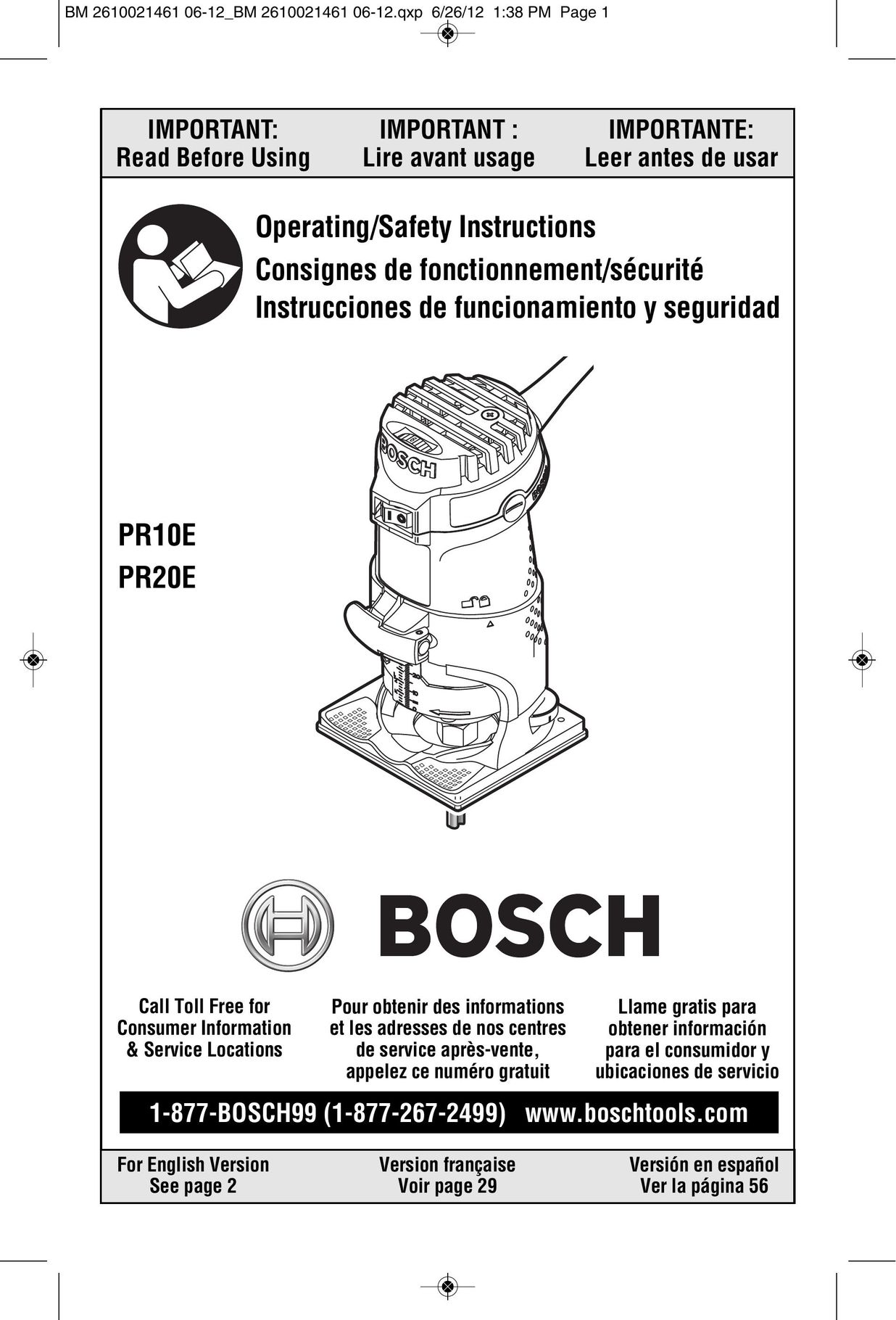 Bosch Power Tools PR20EVSNK Router User Manual