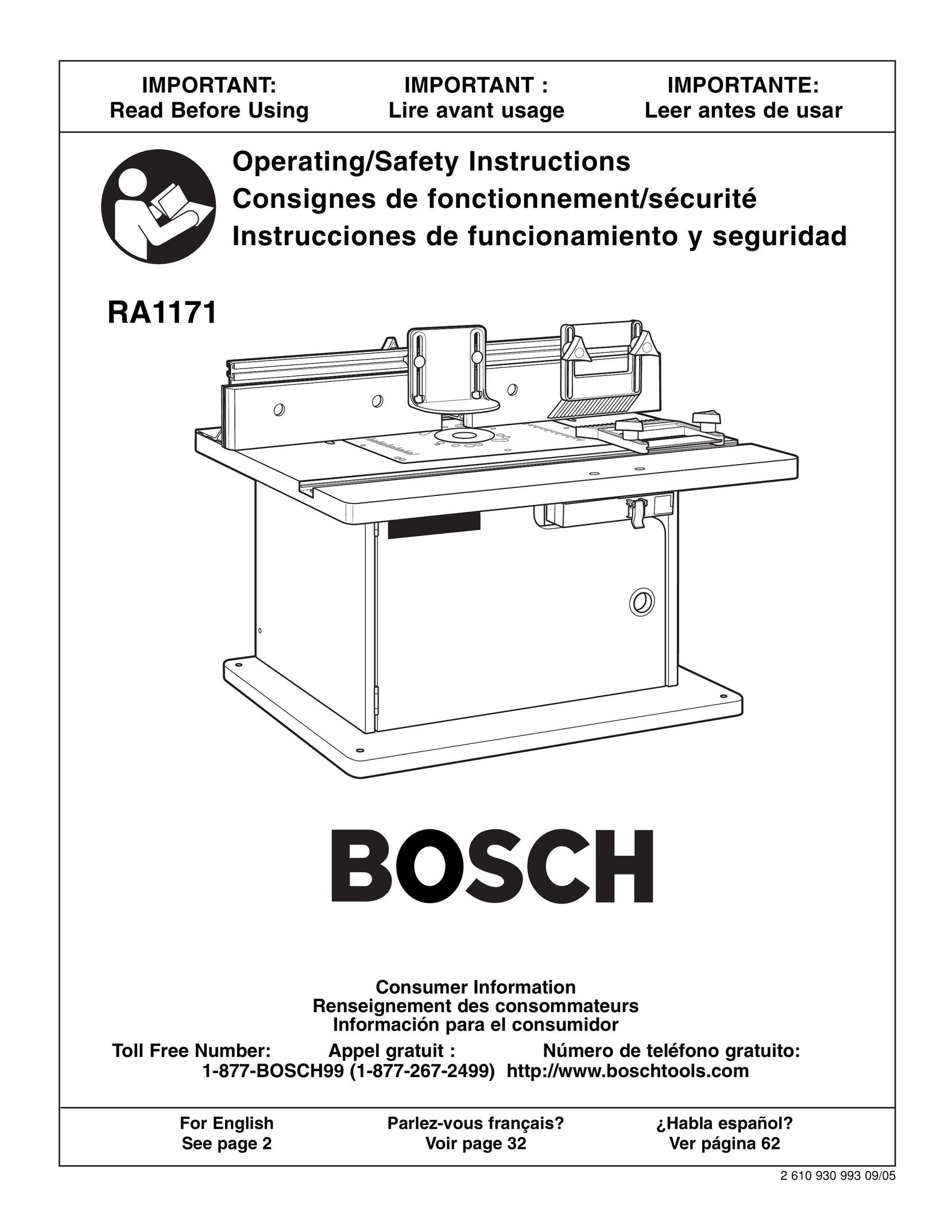 Bosch Power Tools RA1171 Router User Manual