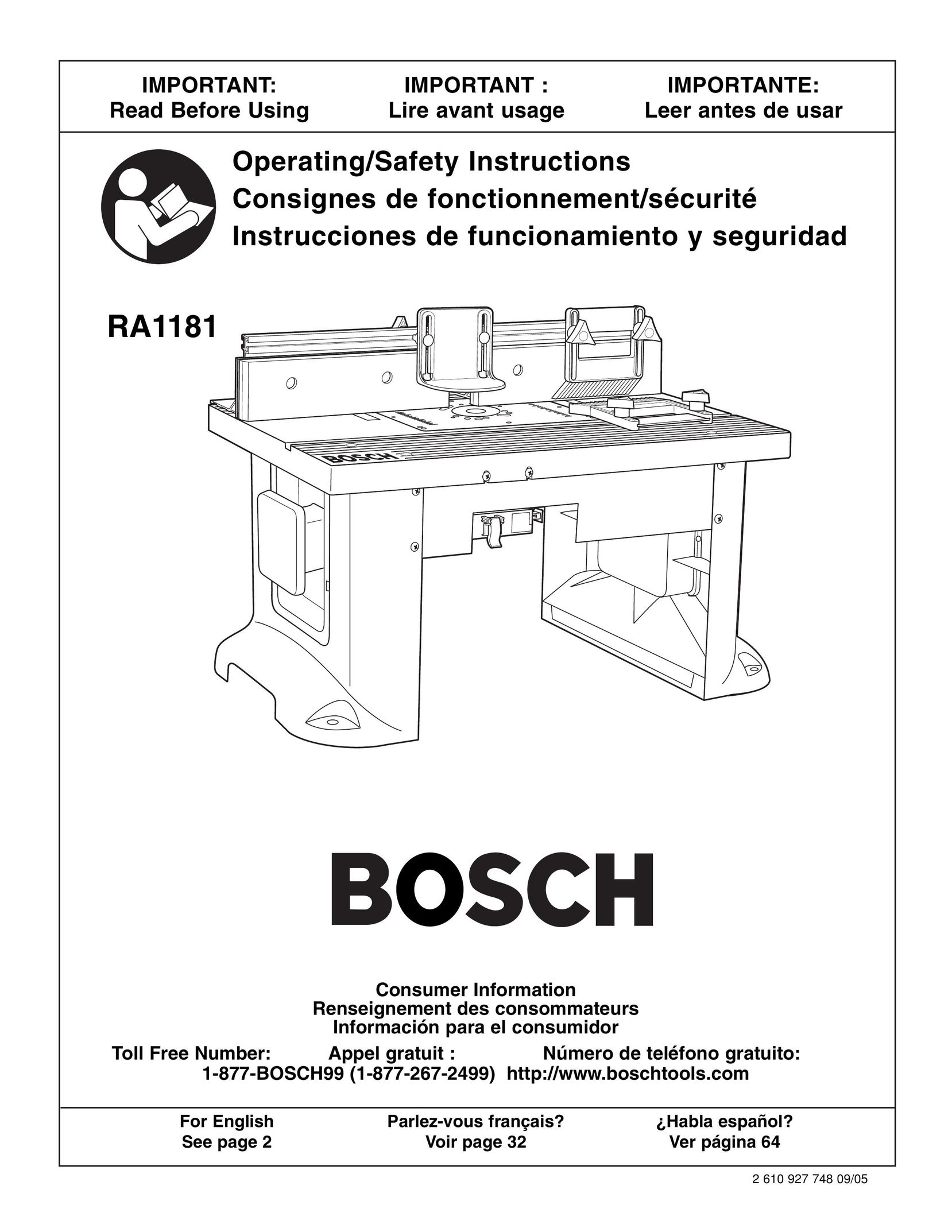 Bosch Power Tools RA118EVSTB Router User Manual