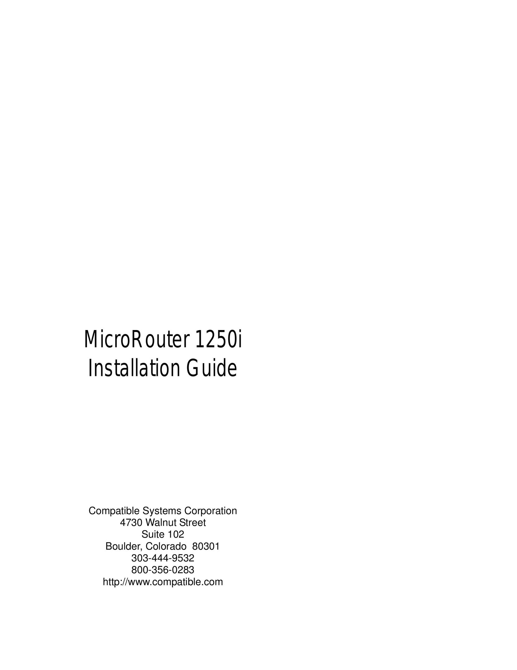 Compatible Systems 1250I Router User Manual