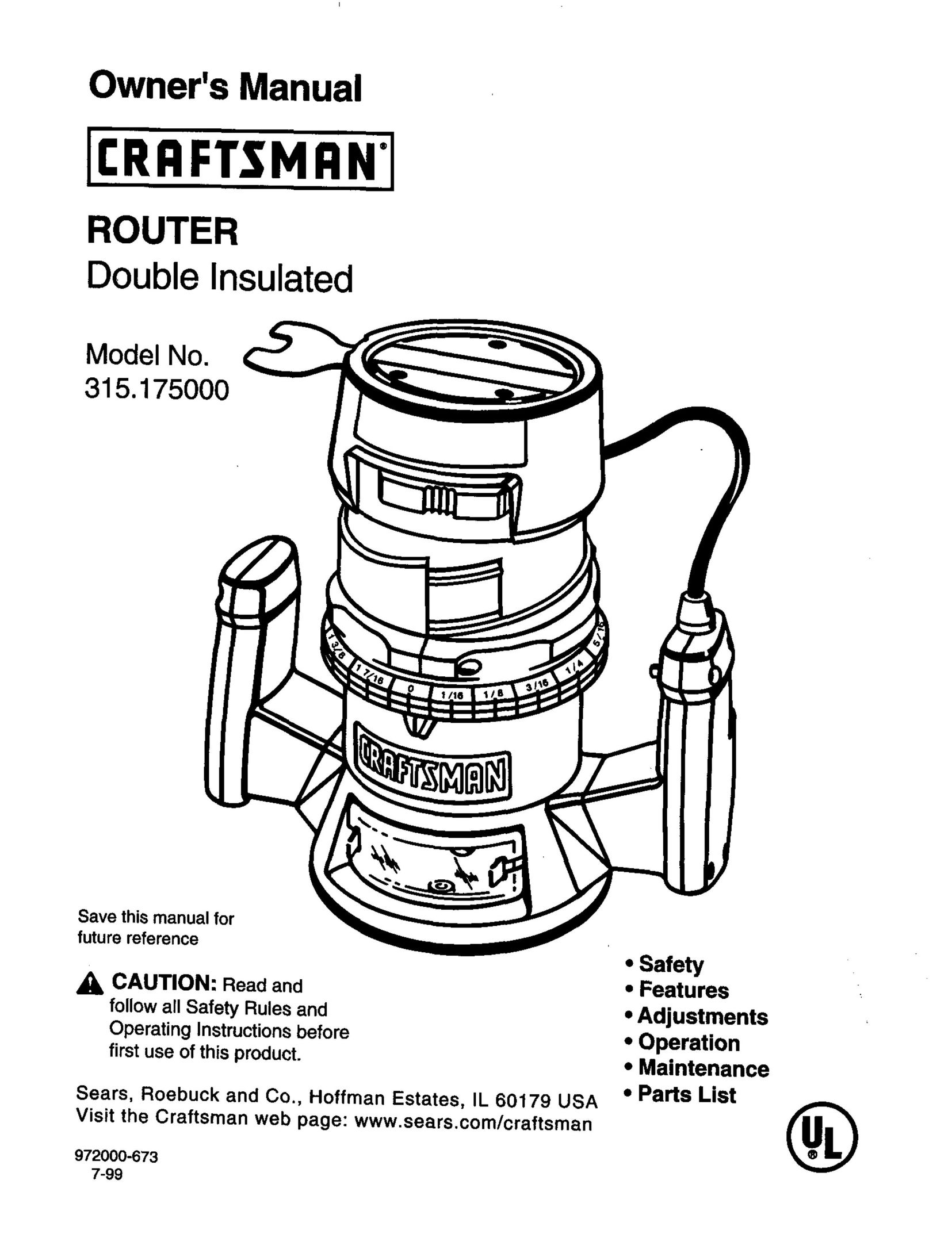 Craftsman 315.175 Router User Manual