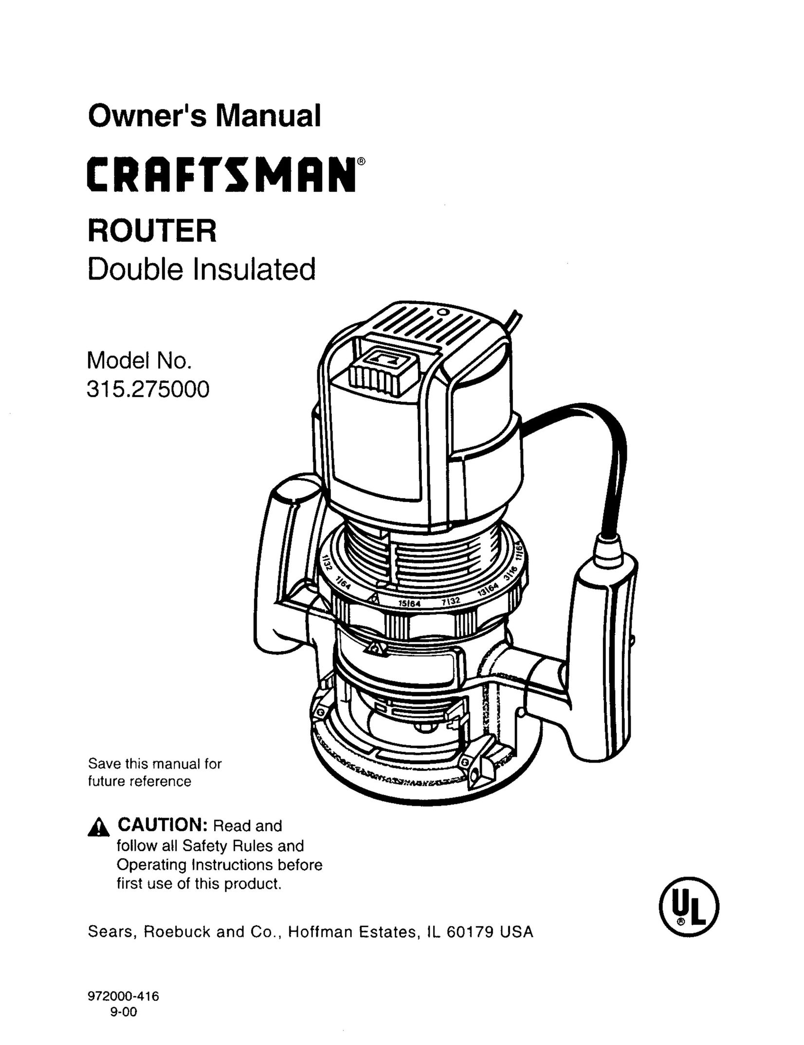 Craftsman 315.275 Router User Manual