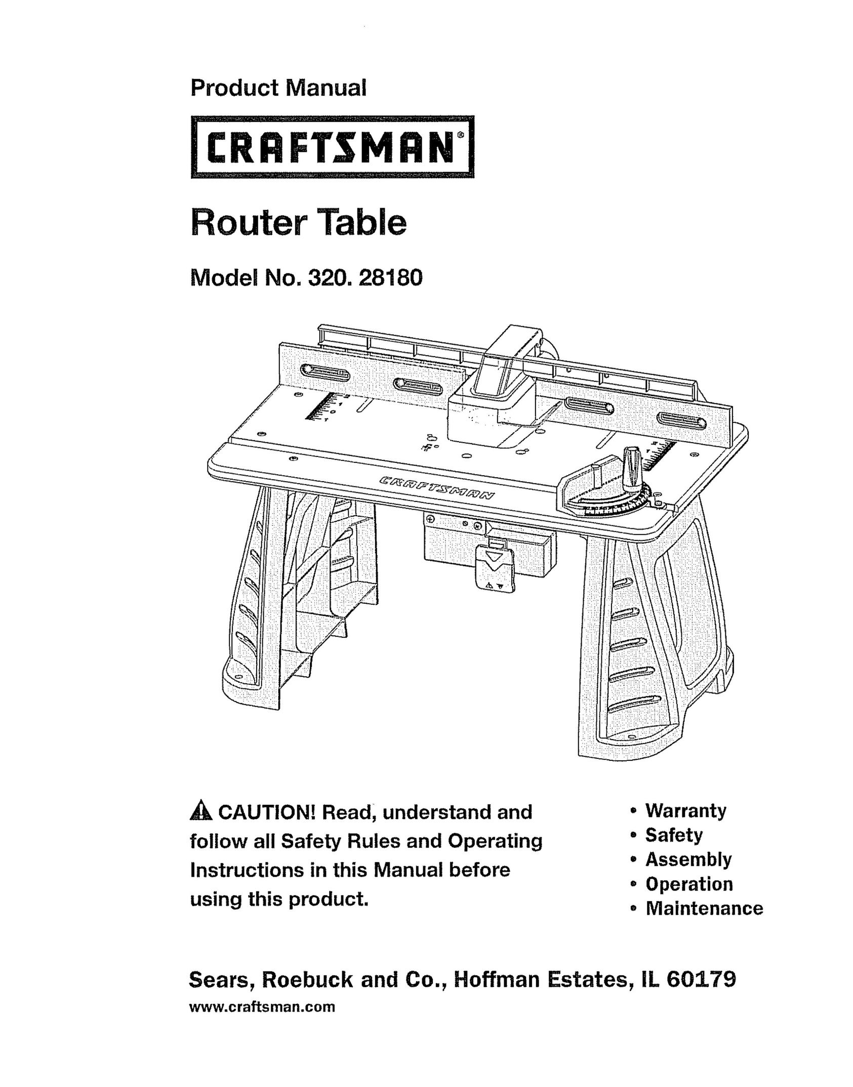 Craftsman 320. 28180 Router User Manual