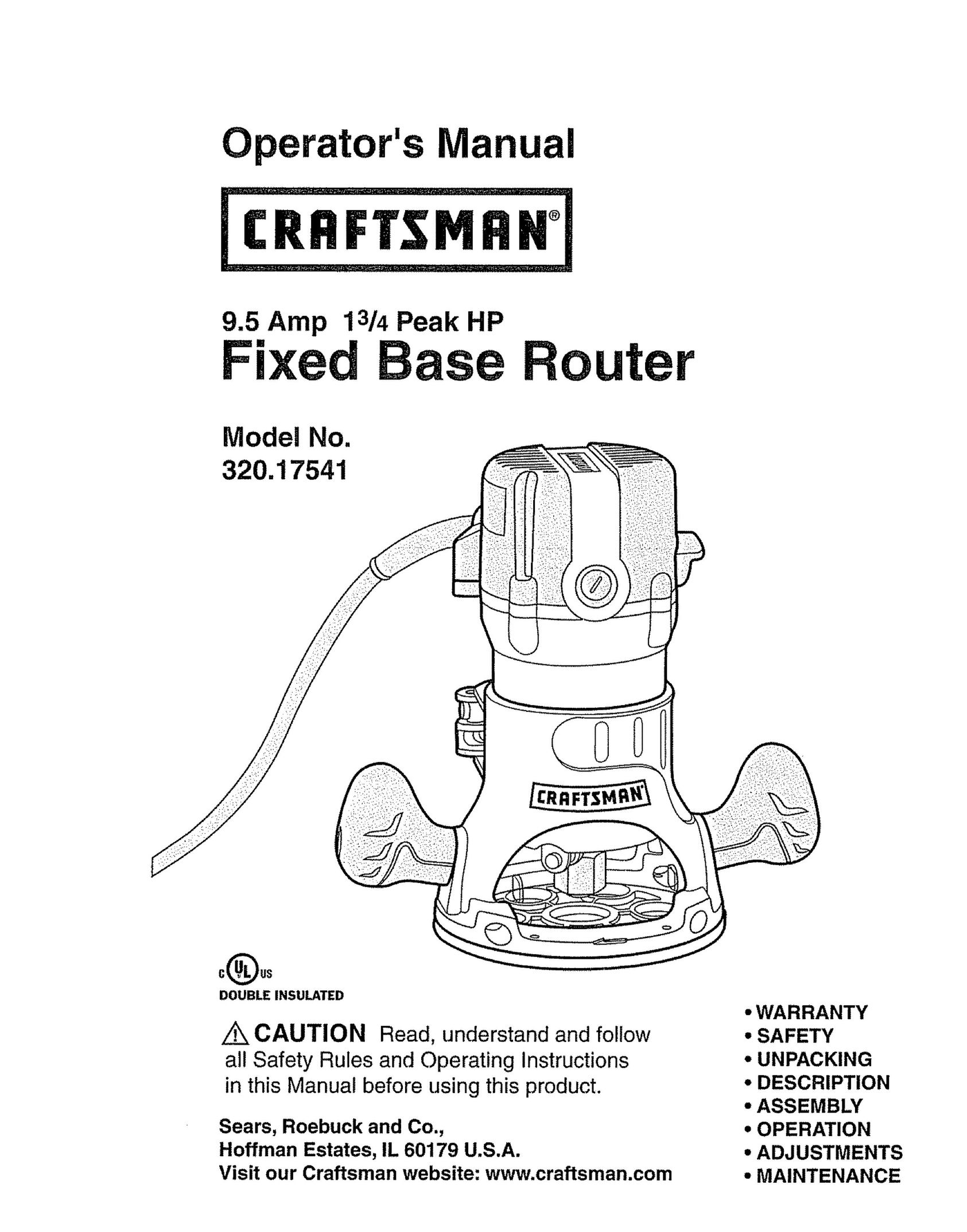 Craftsman 320.17541 Router User Manual