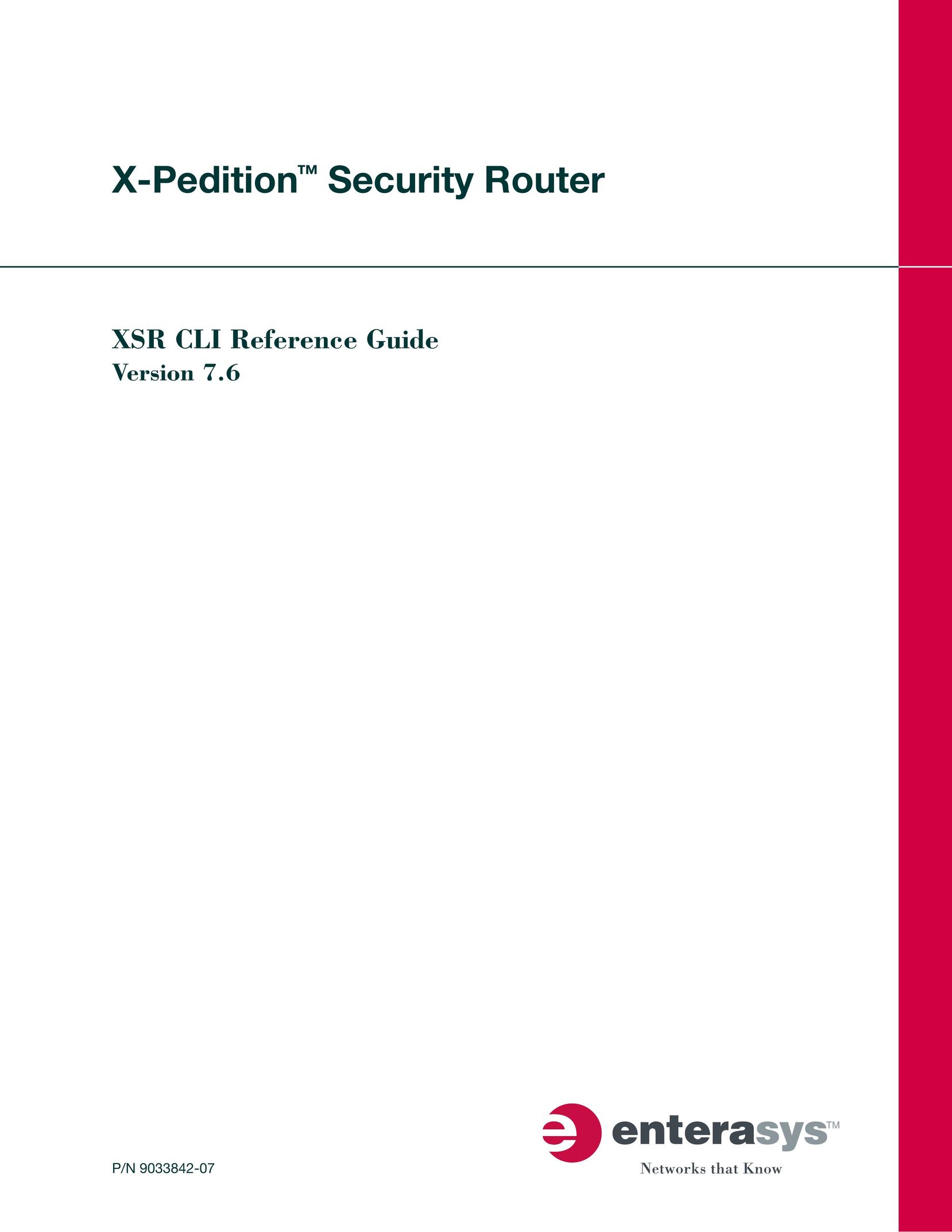Enterasys Networks XSR CLI Router User Manual