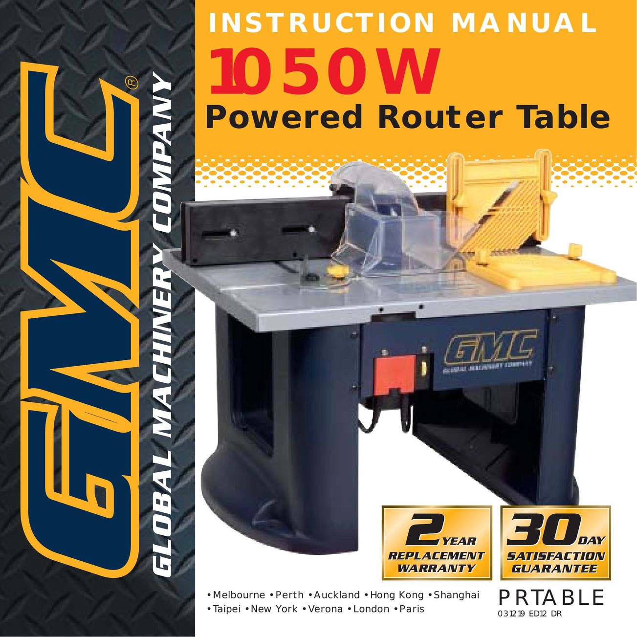Global Machinery Company 1050W Router User Manual