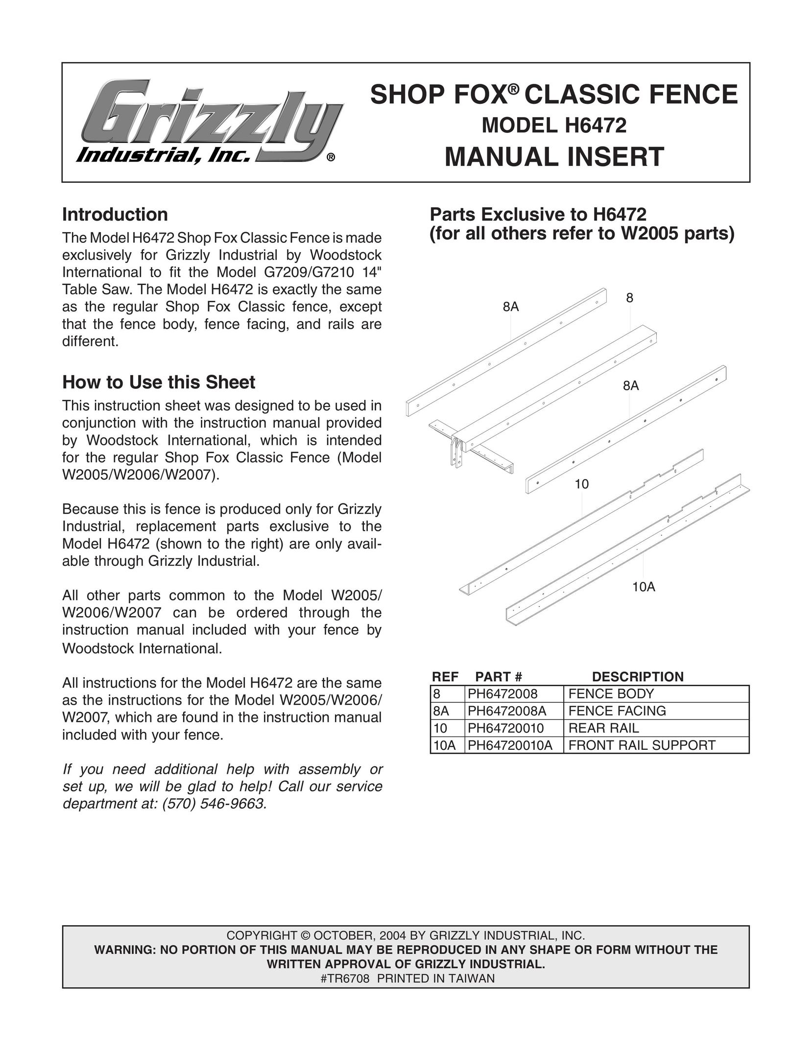 Grizzly H6472 Router User Manual