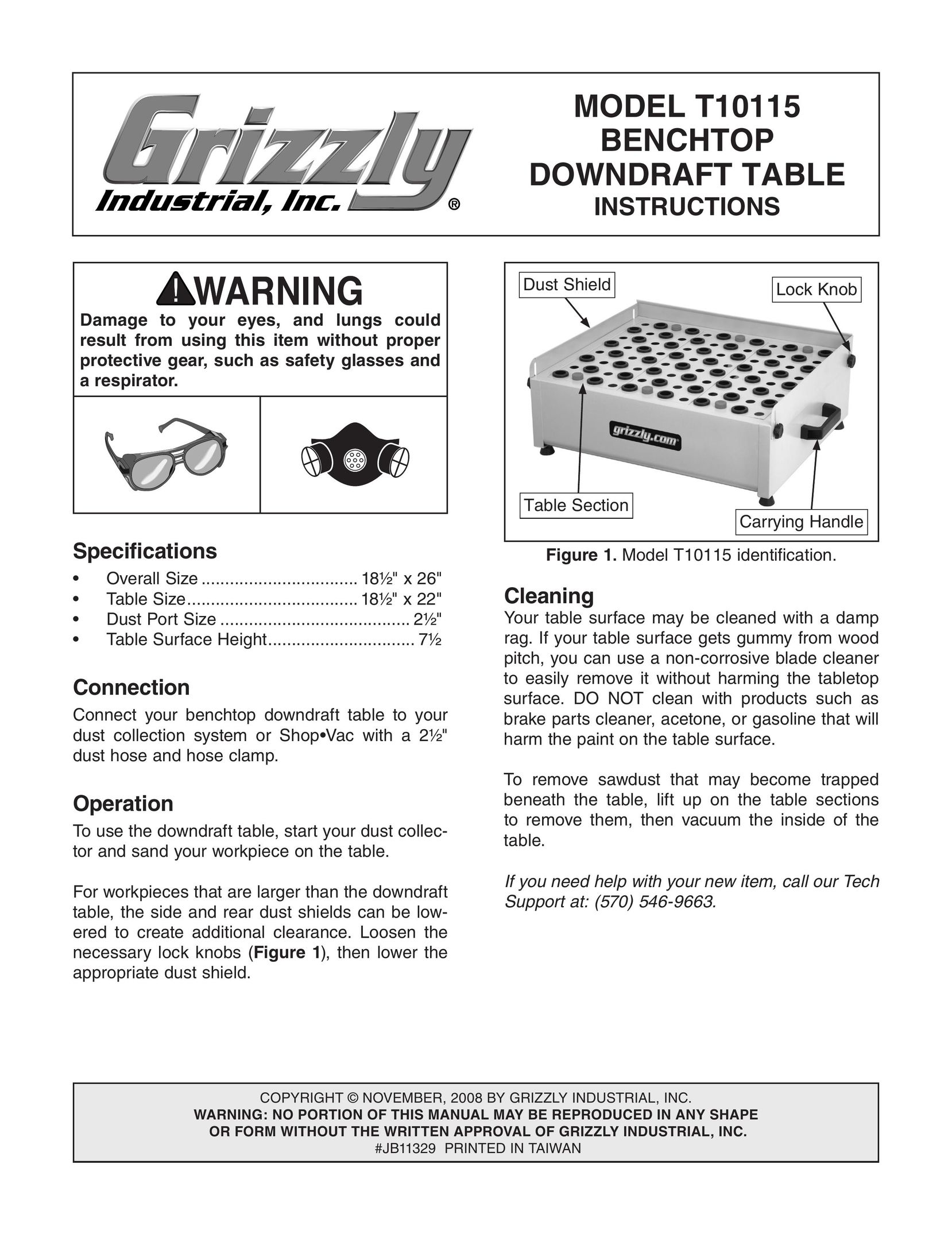 Grizzly T10115 Router User Manual