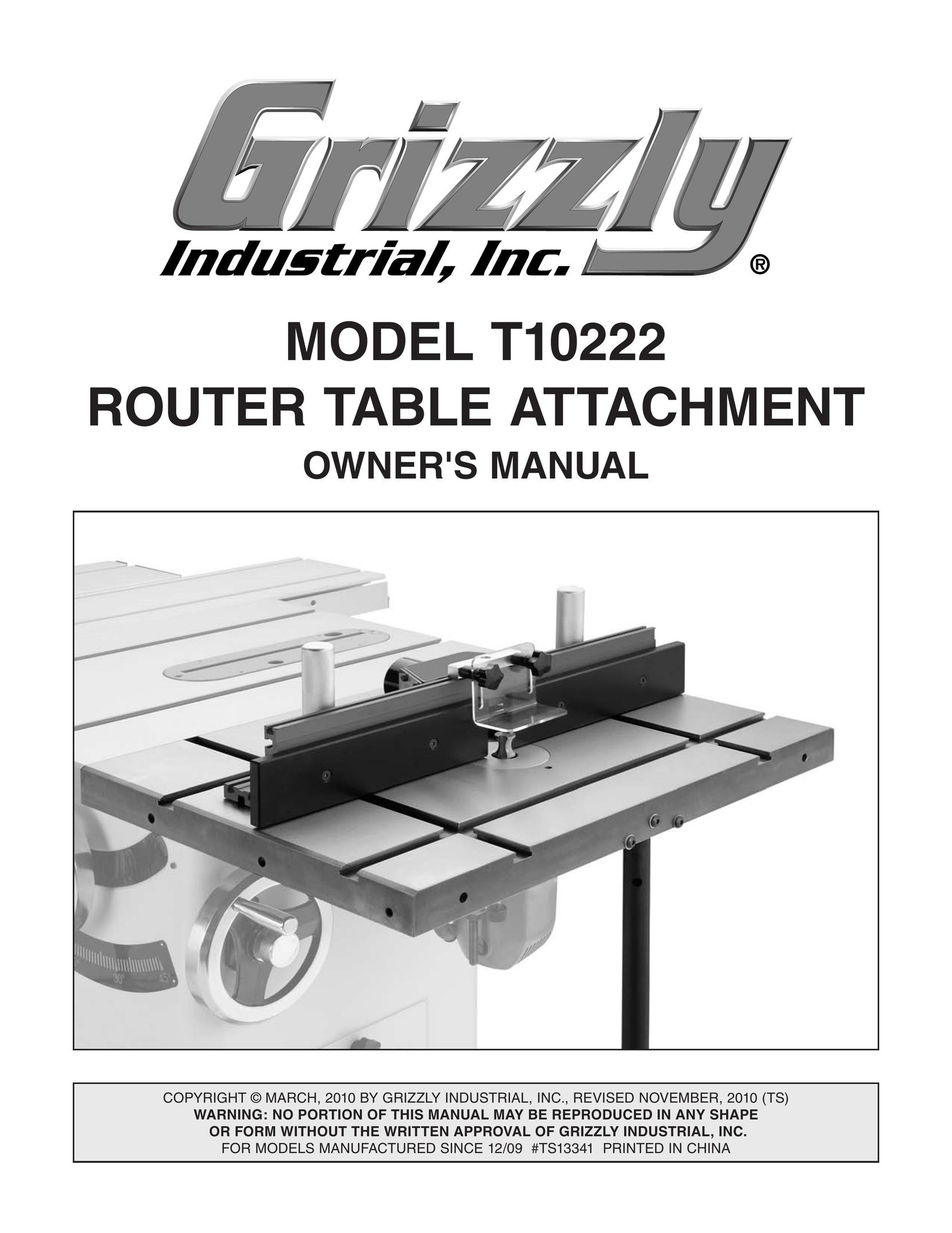 Grizzly T10222 Router User Manual