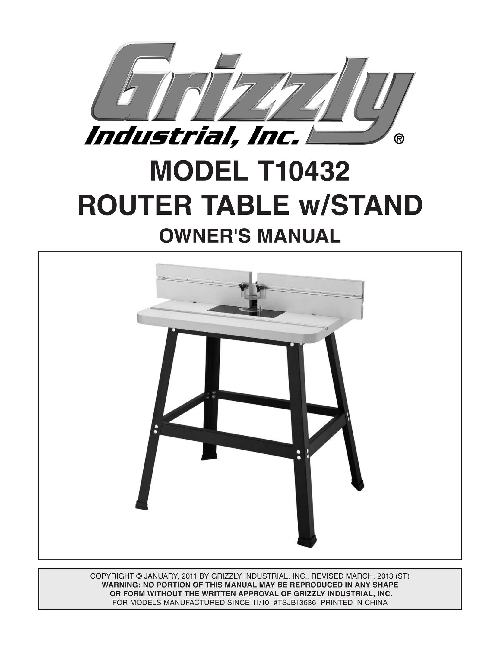 Grizzly T10432 Router User Manual