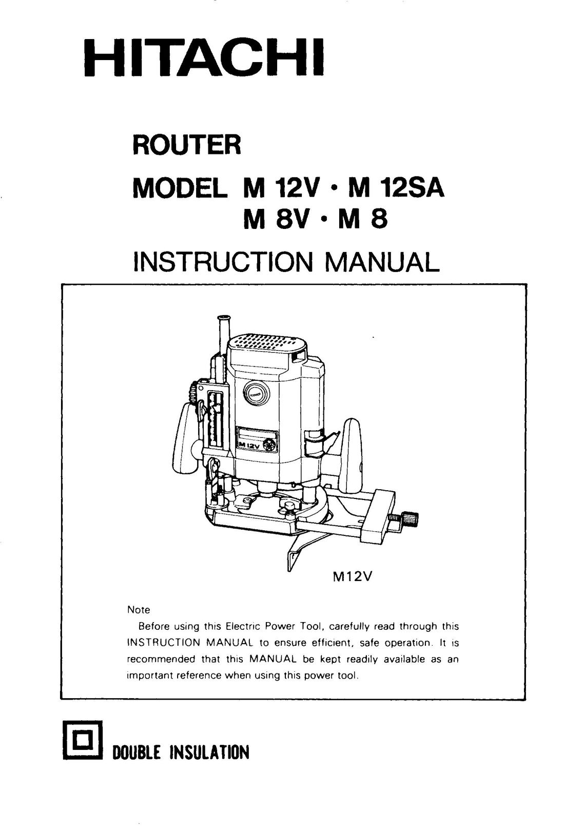 Hitachi M 12SA Router User Manual