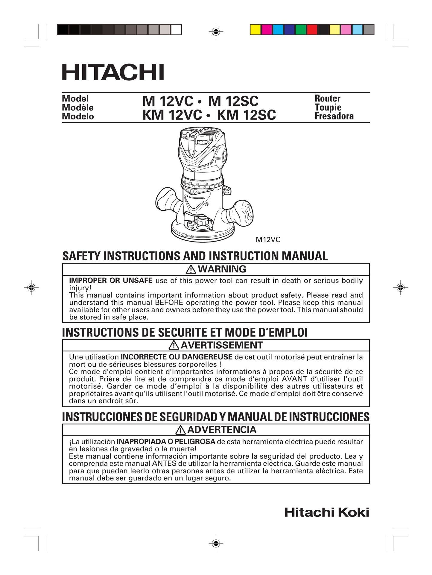 Hitachi M 12SC Router User Manual