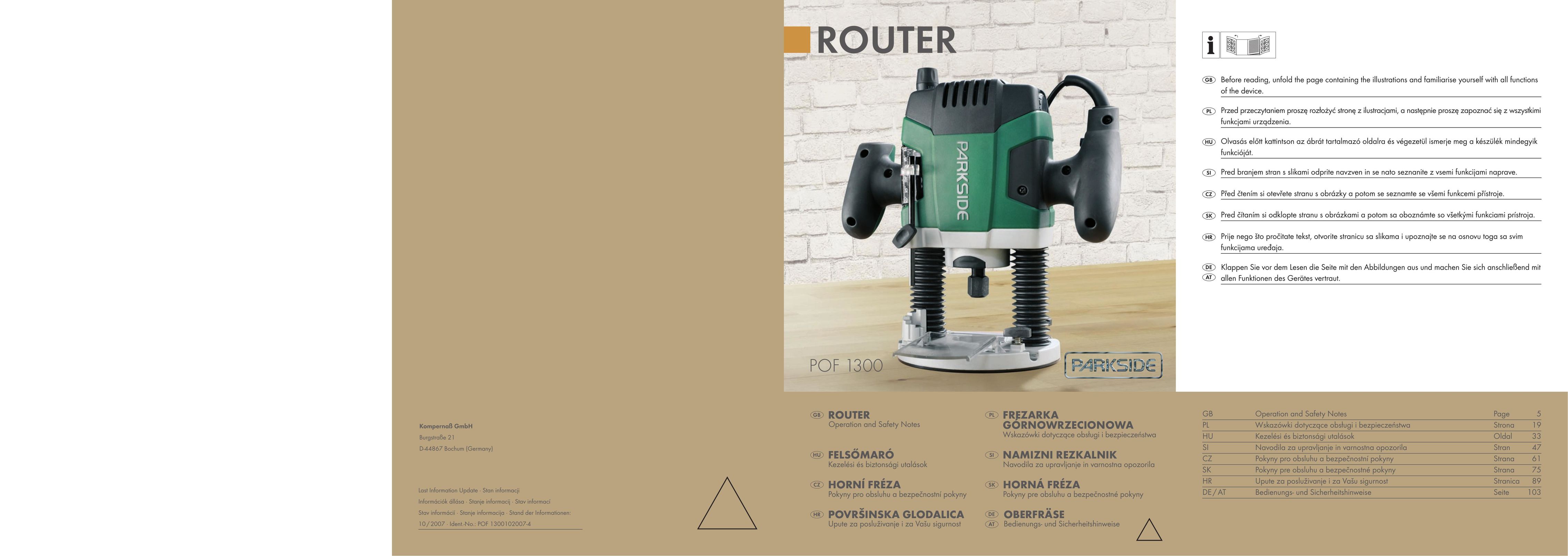 Kompernass POF1300 Router User Manual