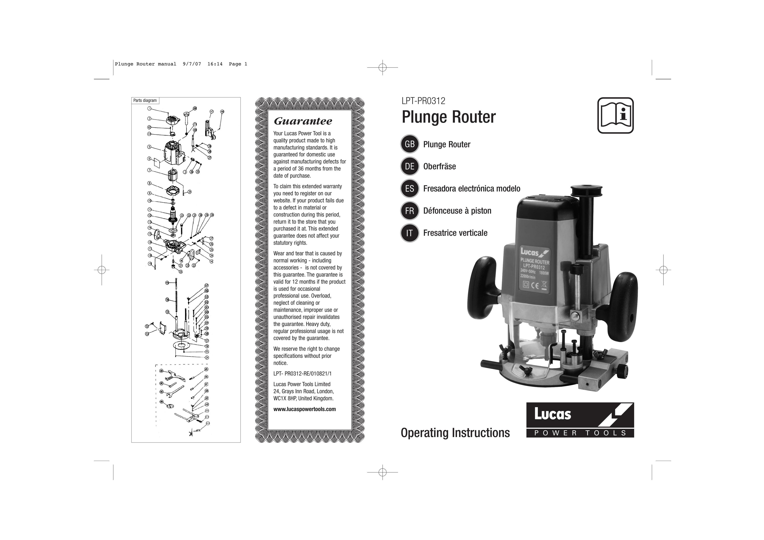 Lucas Industries LPT-PR0312 Router User Manual