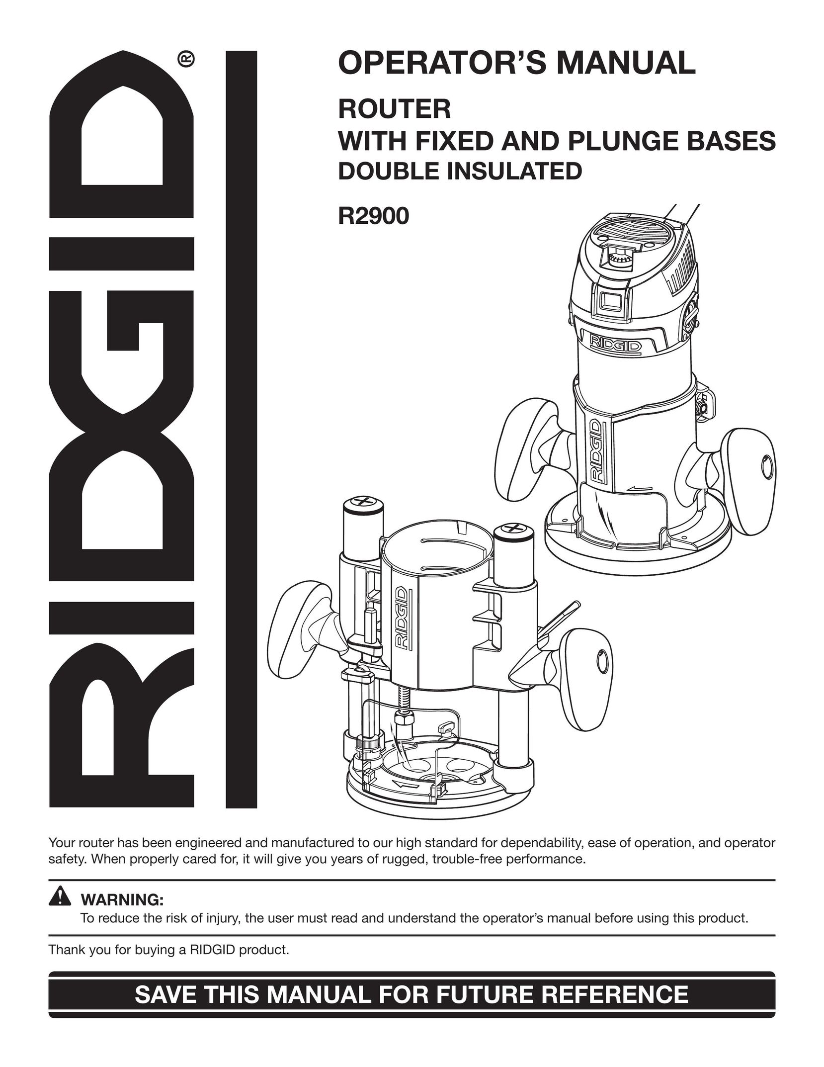 RIDGID R2900 Router User Manual