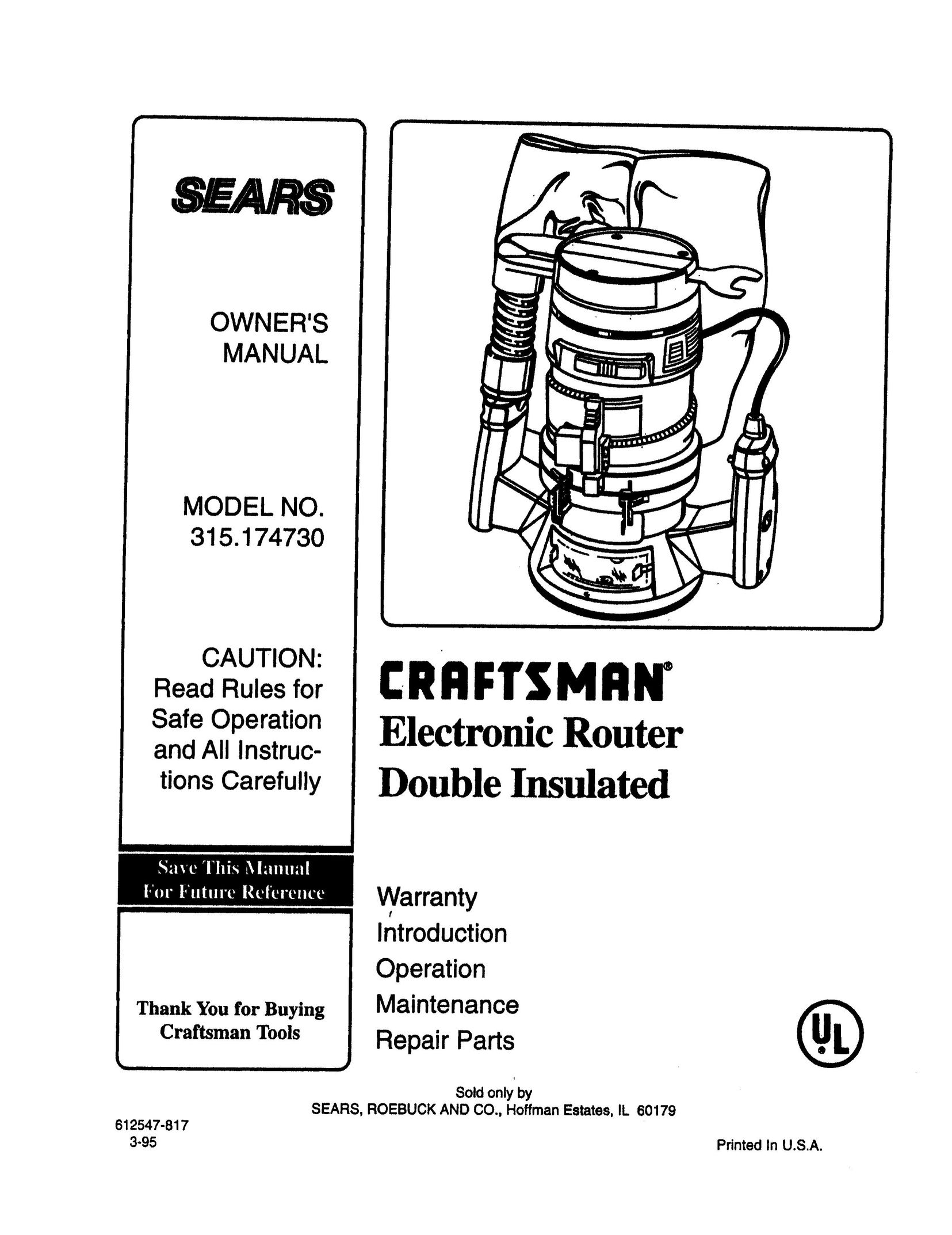 Sears 315.17473 Router User Manual