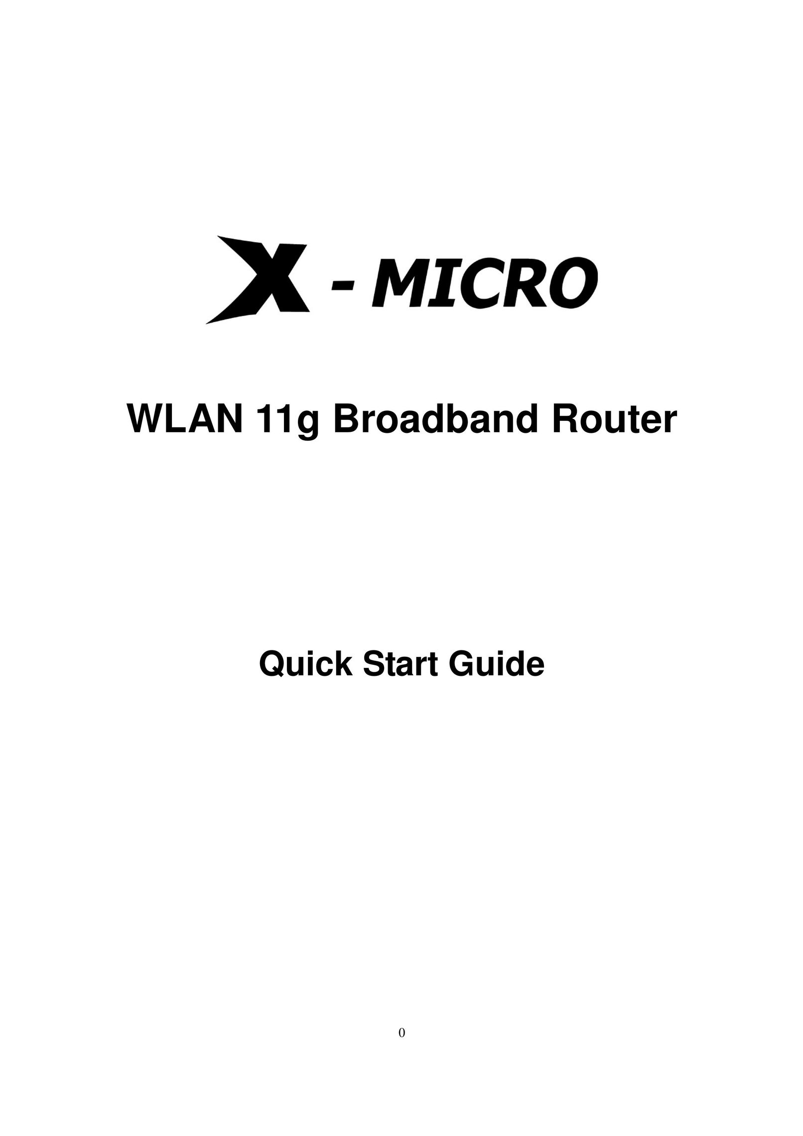 X-Micro Tech. WLAN 11g Broadband Router Router User Manual