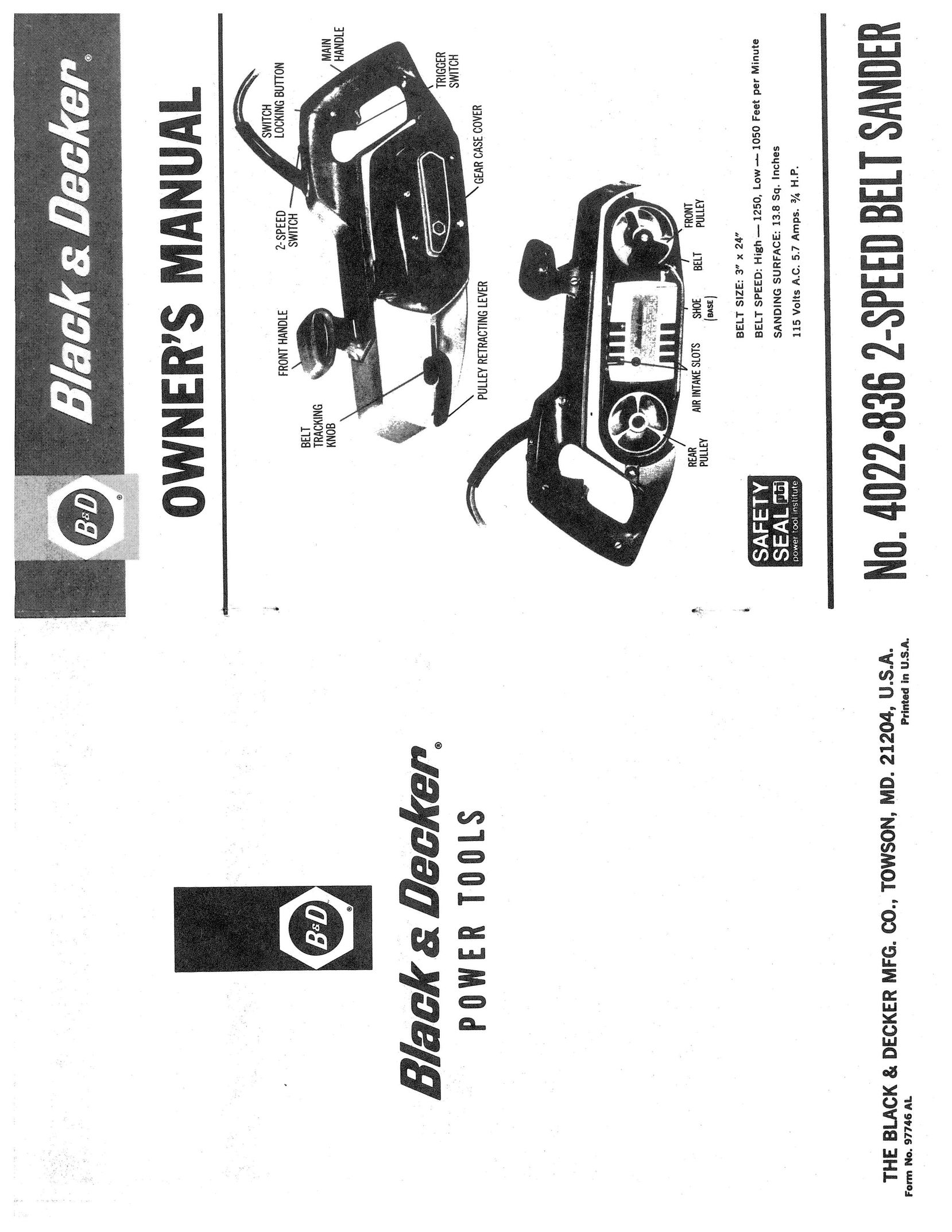 Black & Decker 4022-836 Sander User Manual