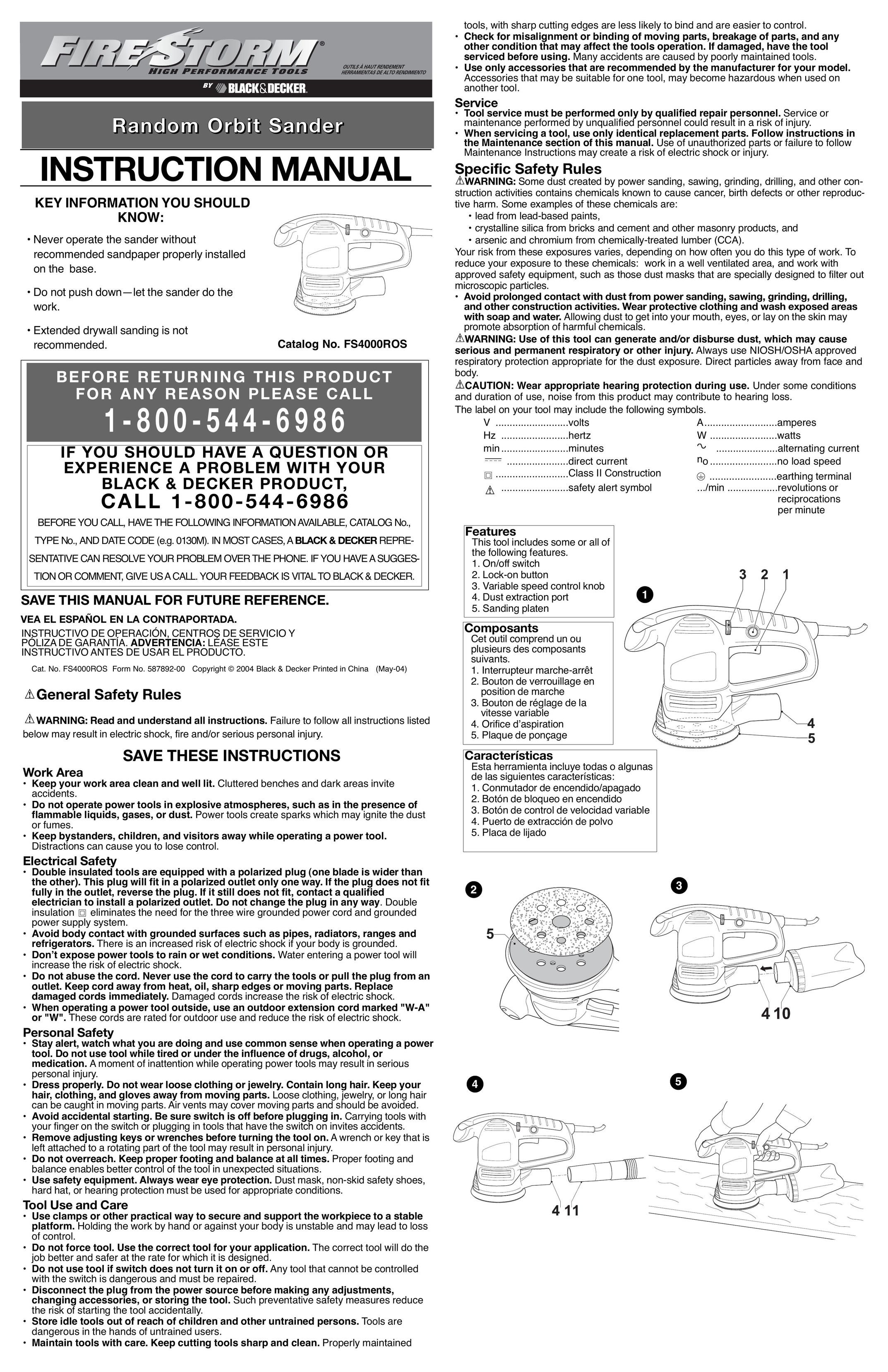 Black & Decker 587892-00 Sander User Manual