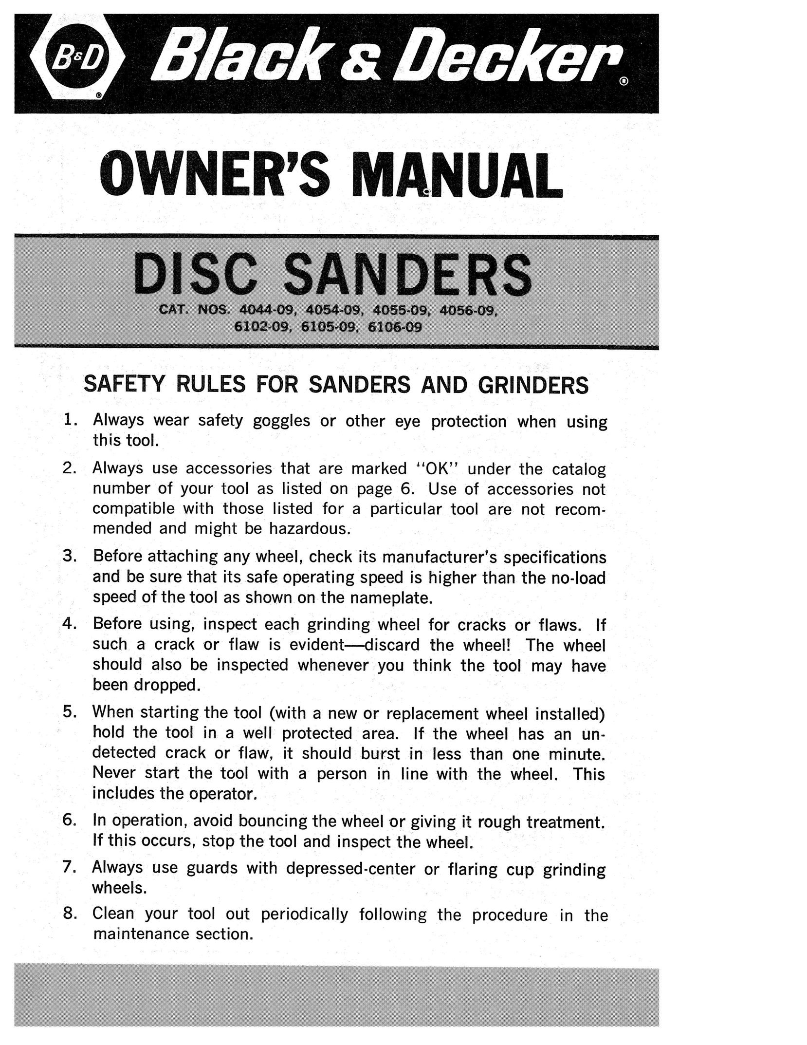 Black & Decker 6105-09 Sander User Manual