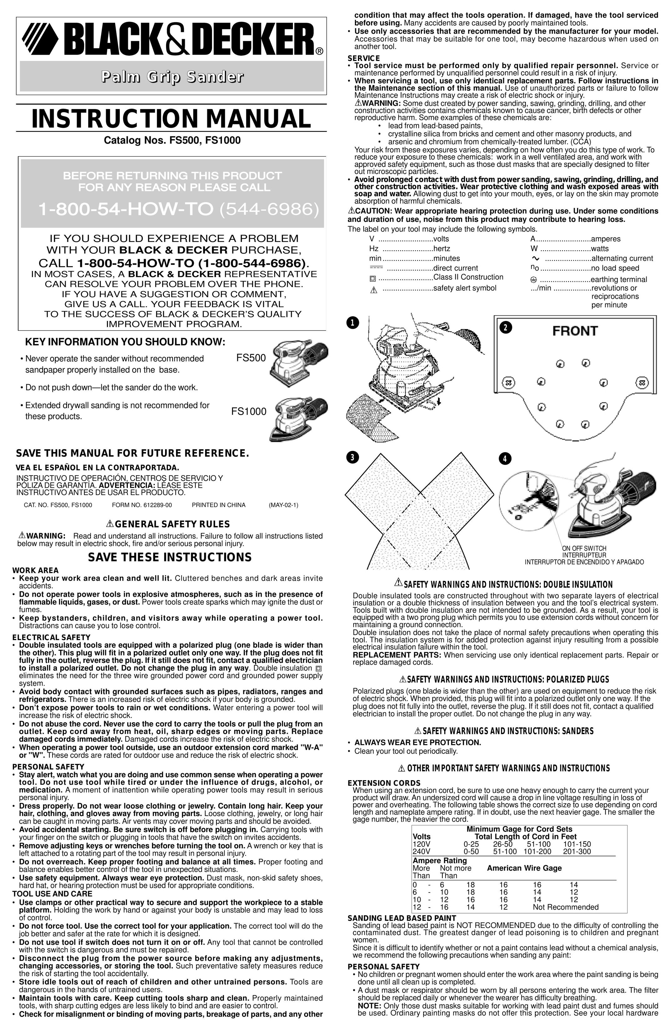 Black & Decker 612289-00 Sander User Manual