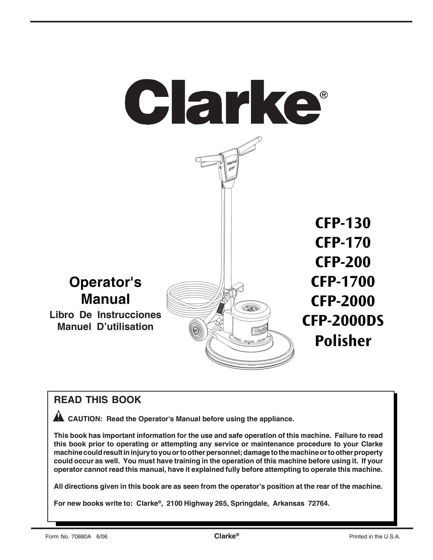 Clarke CFP-170 Sander User Manual