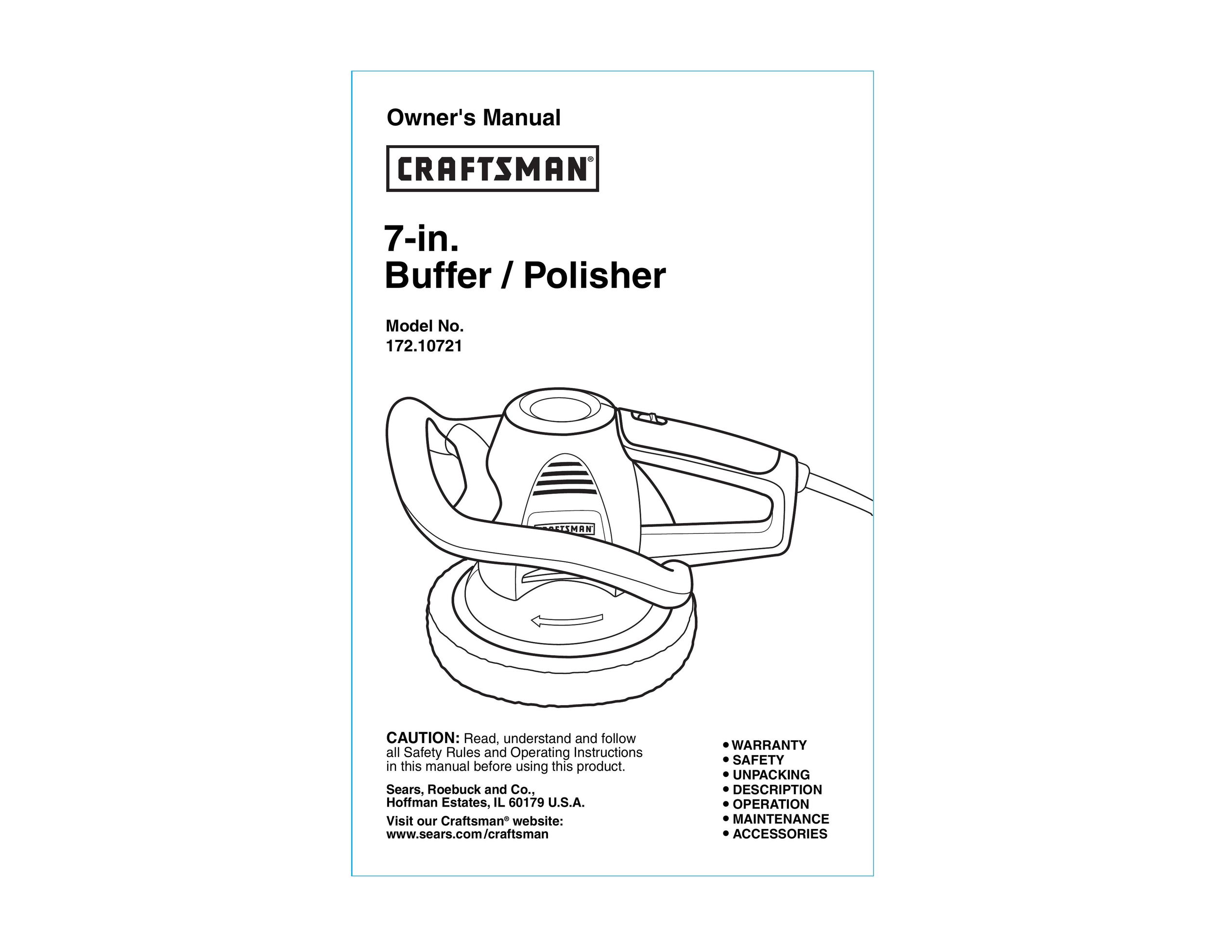 Craftsman 172.10721 Sander User Manual