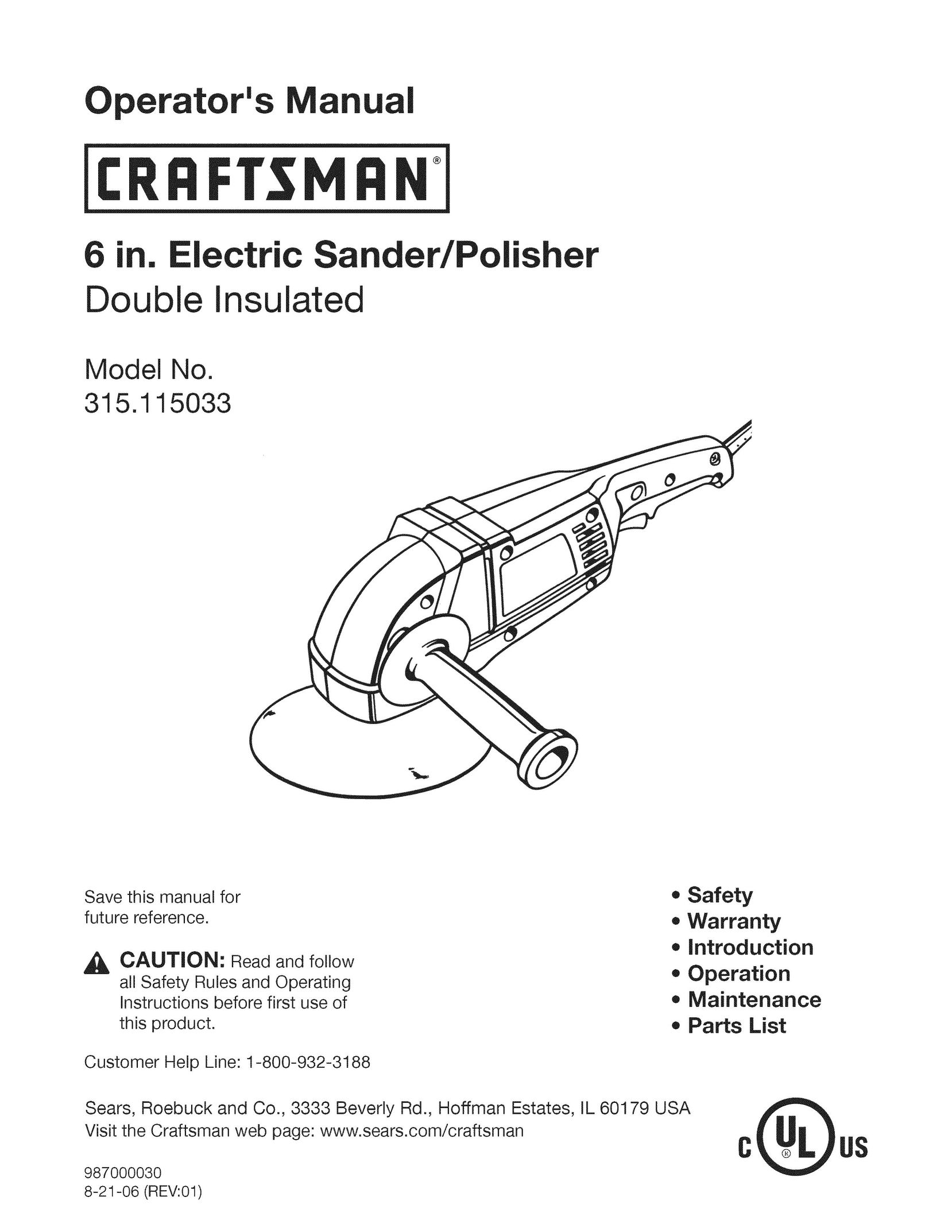 Craftsman 315.115033 Sander User Manual