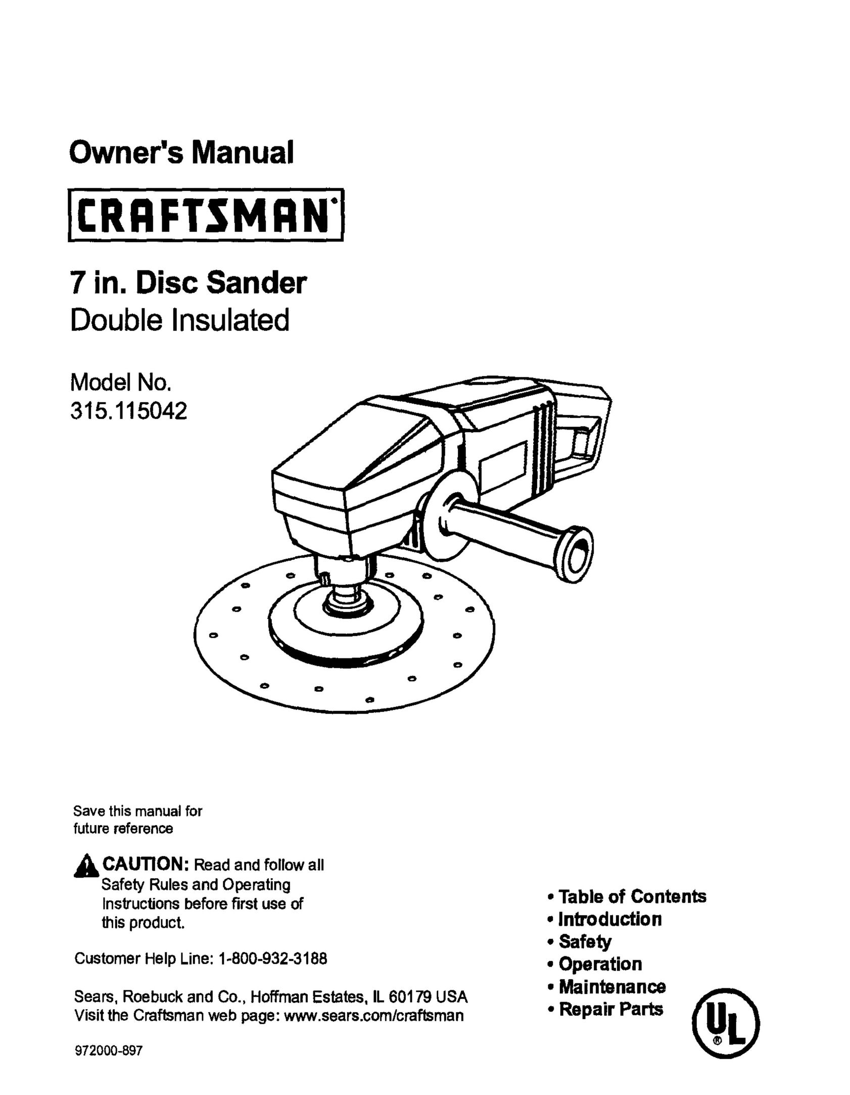Craftsman 315.115042 Sander User Manual