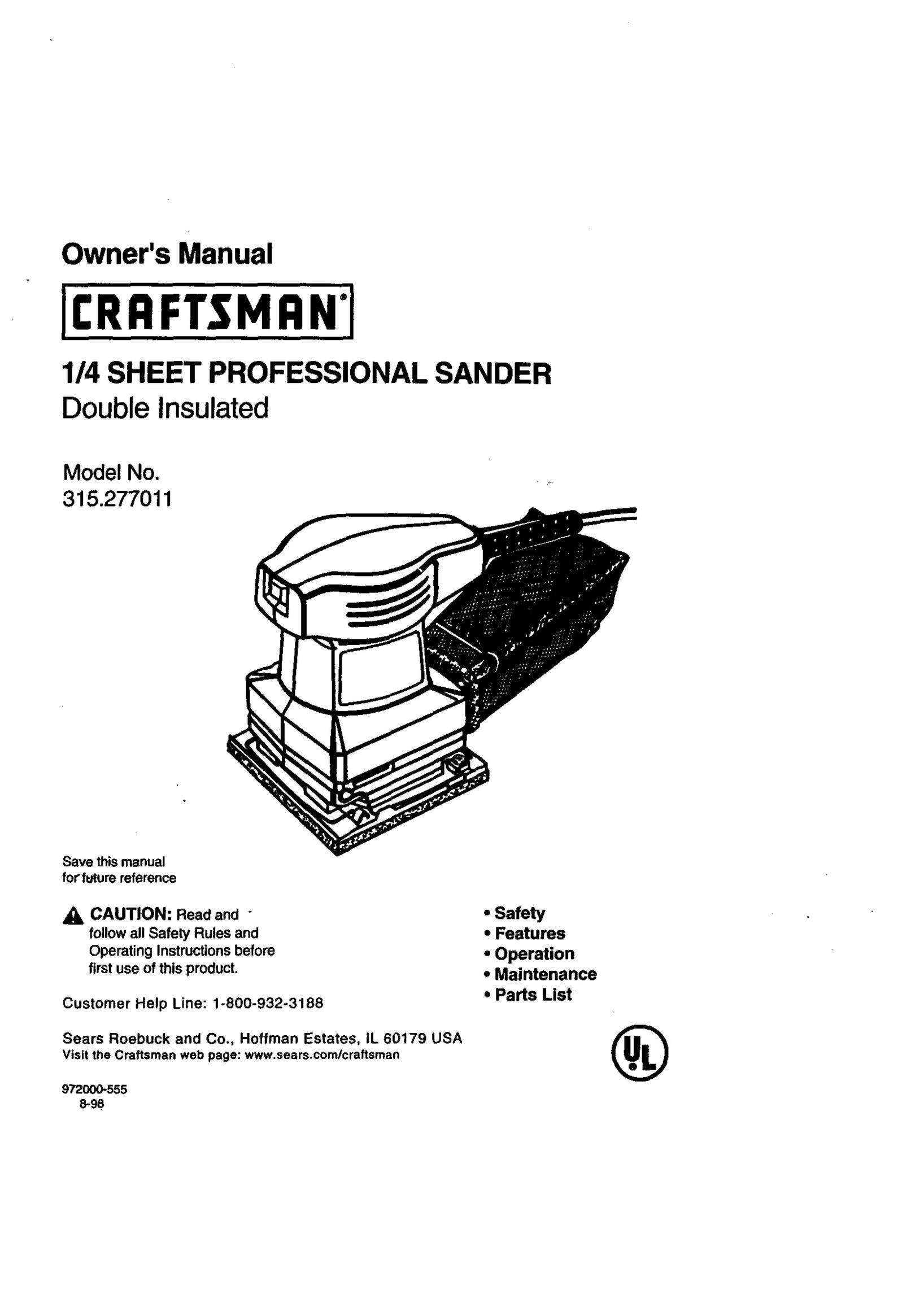 Craftsman 315.277011 Sander User Manual