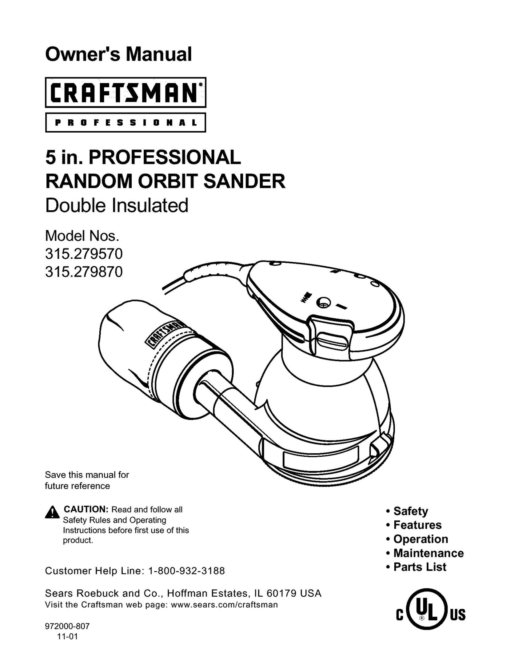 Craftsman 315.279570 Sander User Manual