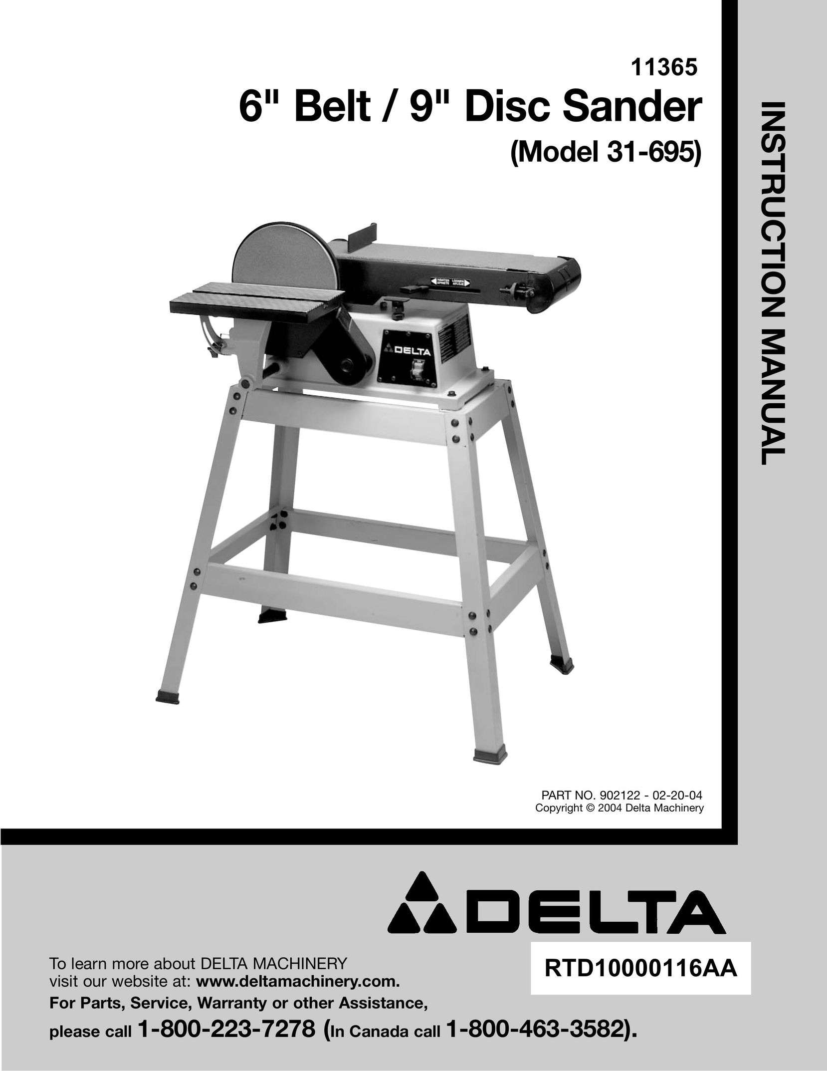 Delta (Model 31-695) Sander User Manual