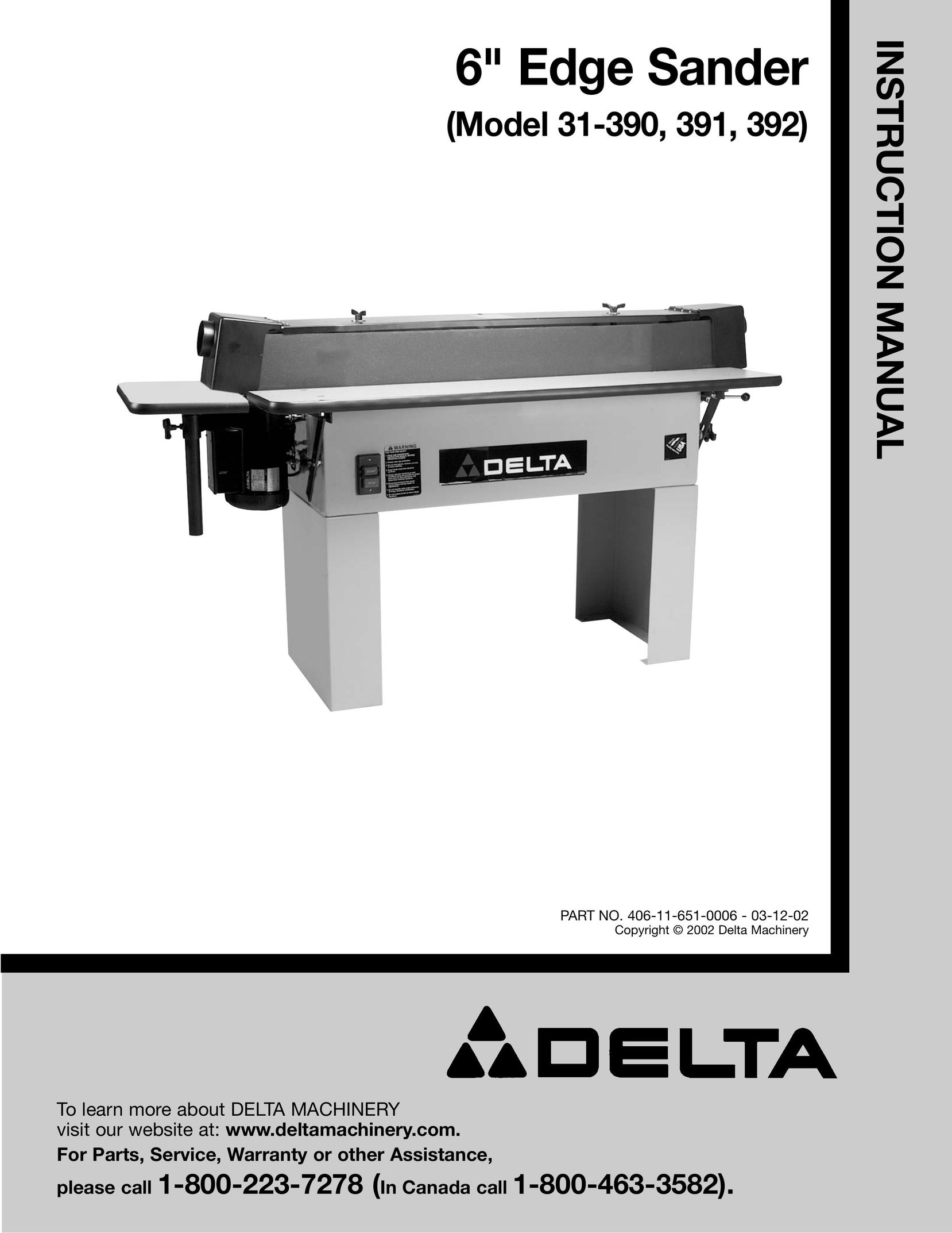 Delta 31-390 Sander User Manual