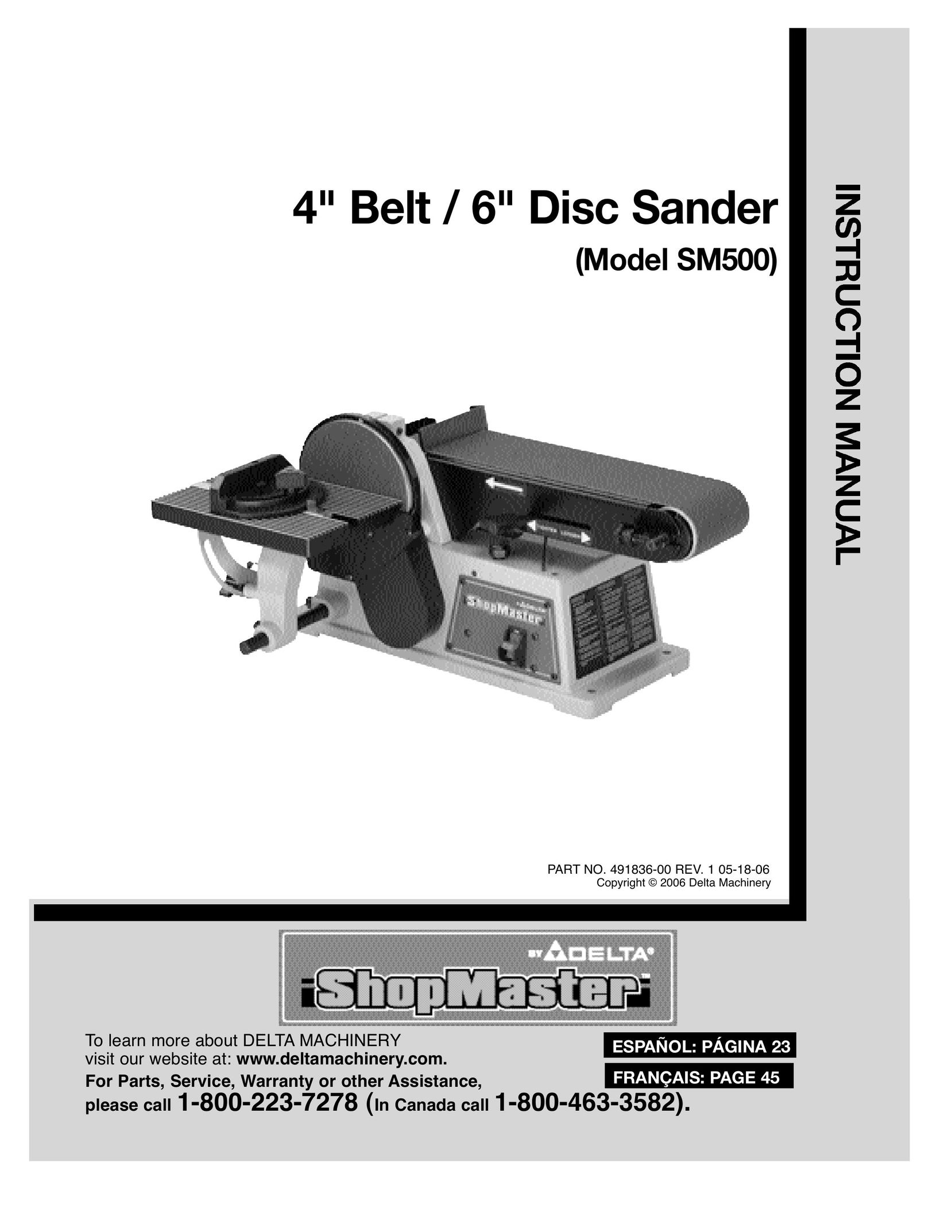 Delta 491836-00 Sander User Manual