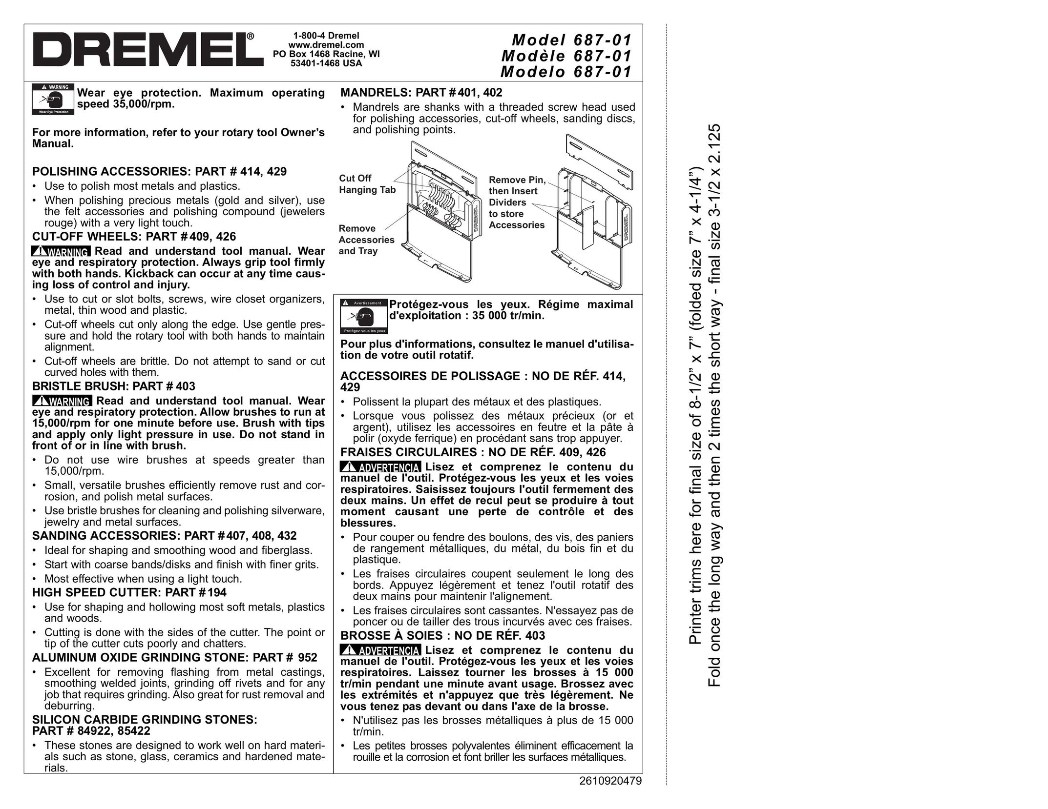 Dremel 687-01 Sander User Manual