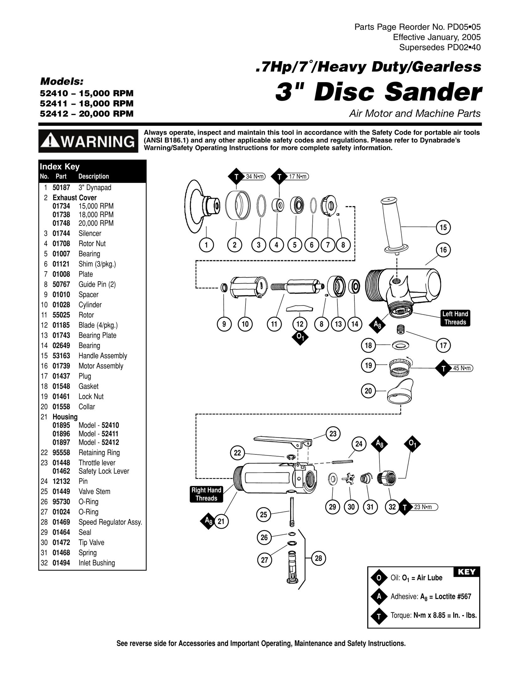 Dynabrade 52410 15000 RPM Sander User Manual