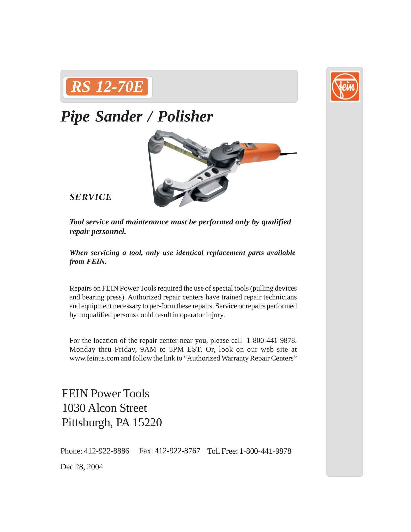 FEIN Power Tools RS 12-70E Sander User Manual