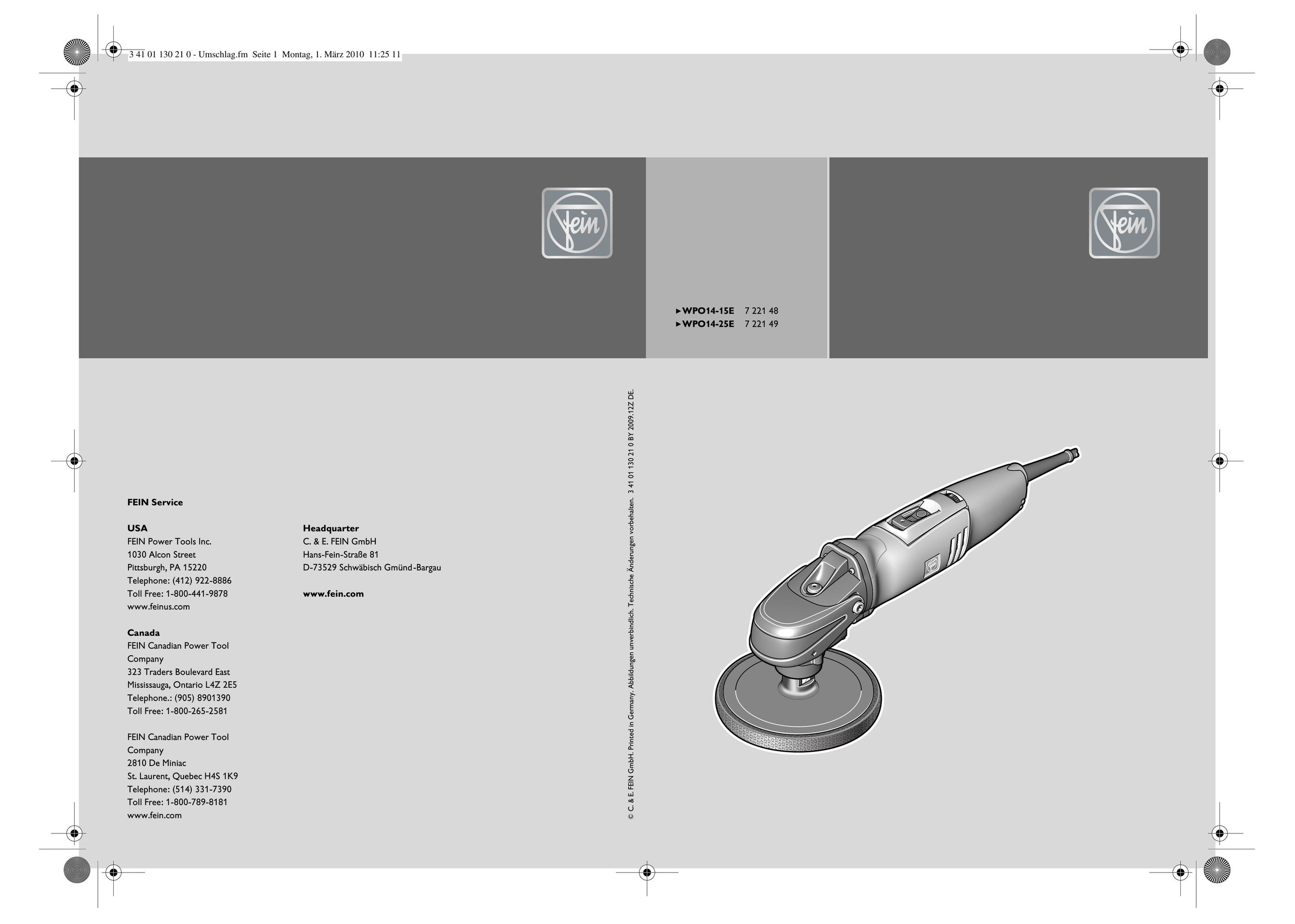 FEIN Power Tools WPO14-15E Sander User Manual