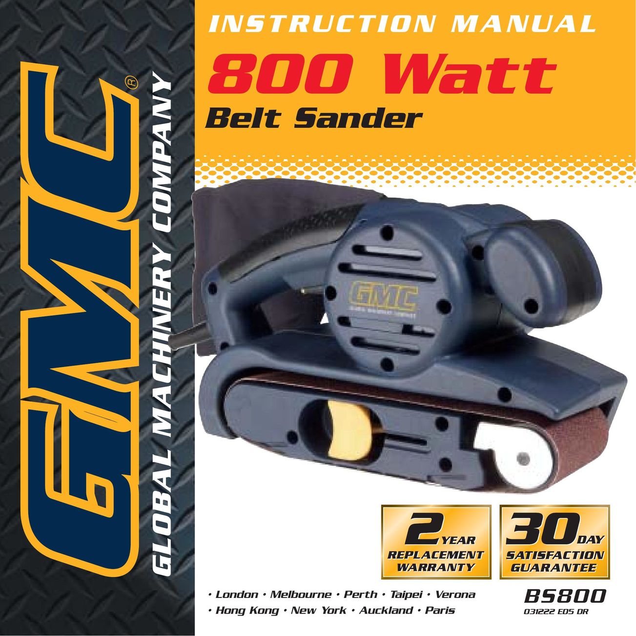 Global Machinery Company BS800 Sander User Manual