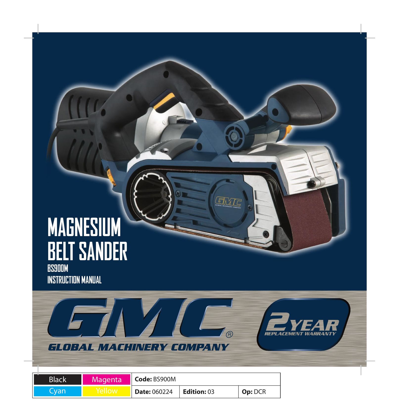 Global Machinery Company BS900M Sander User Manual