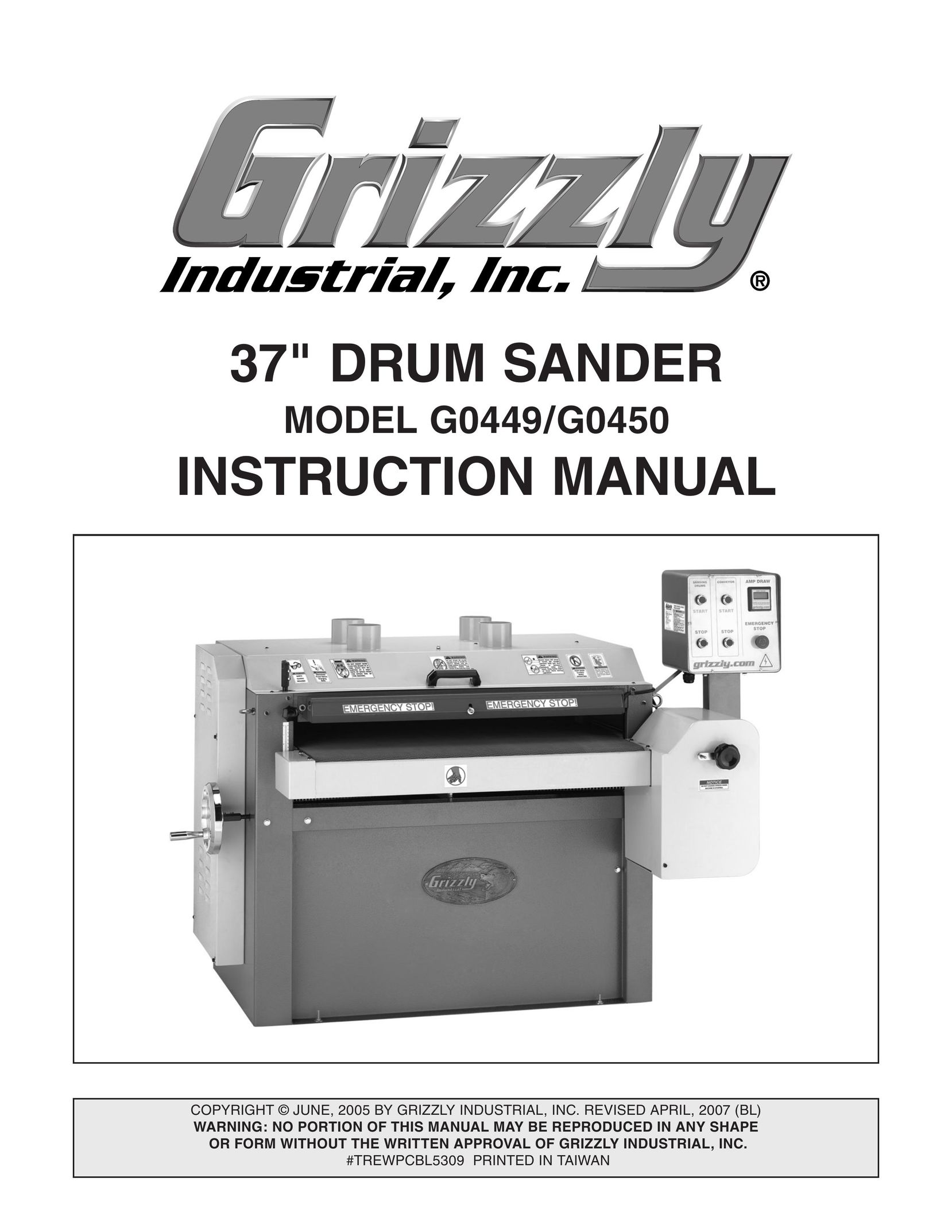 Grizzly G0449 Sander User Manual