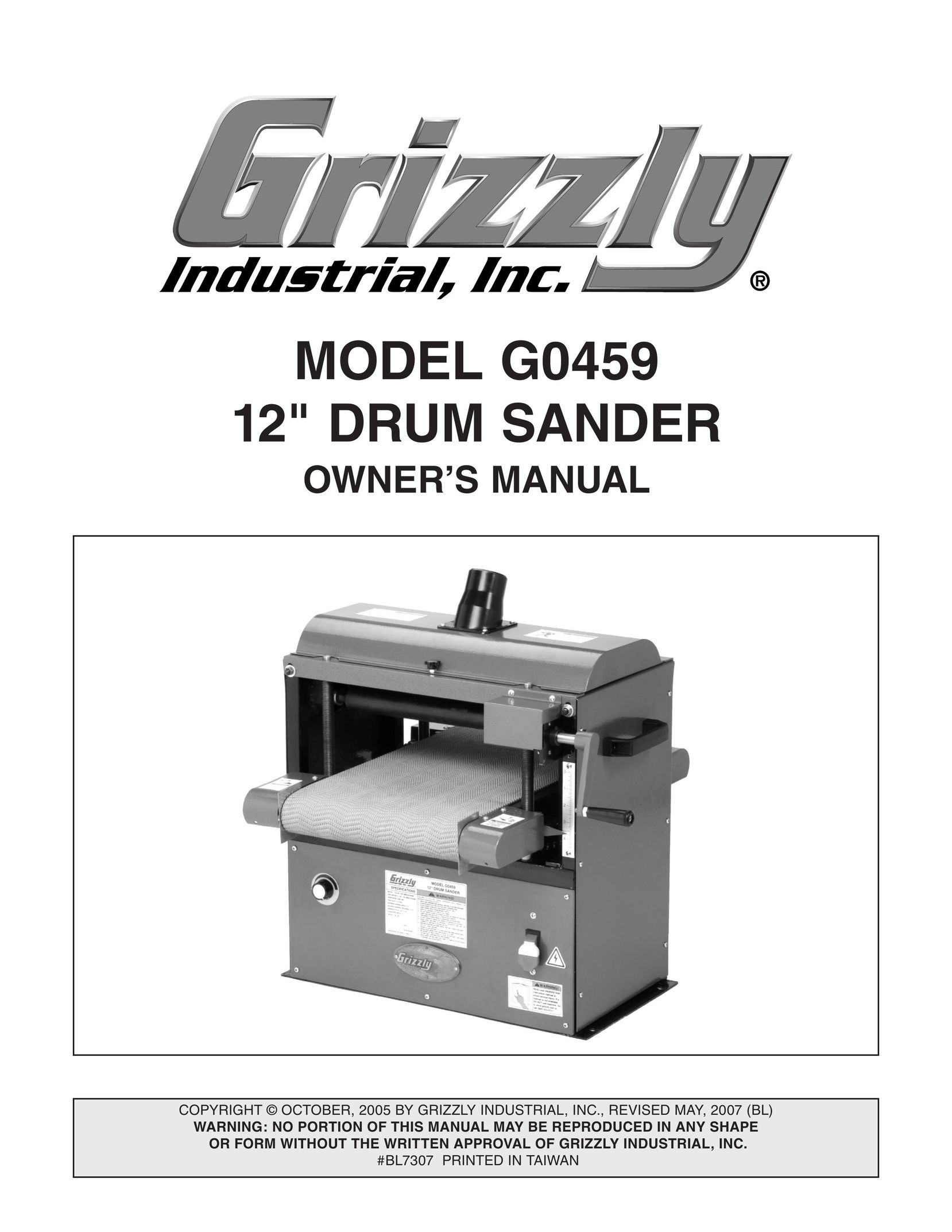 Grizzly G0459 Sander User Manual