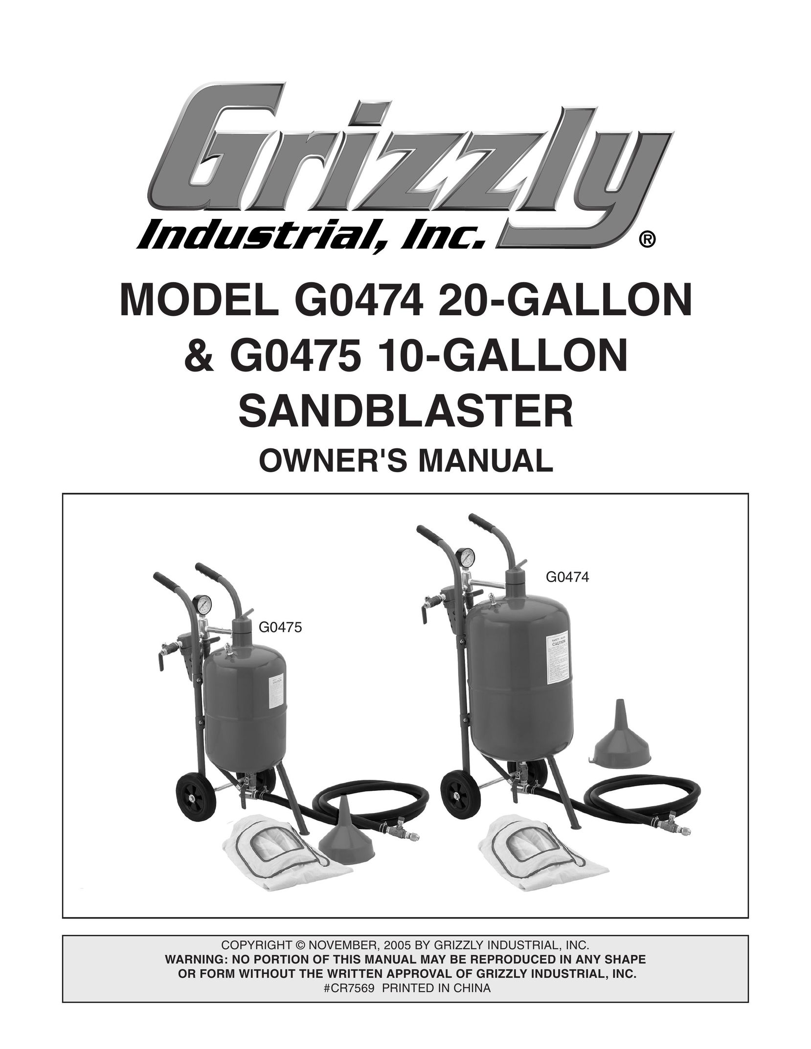 Grizzly G0474 Sander User Manual