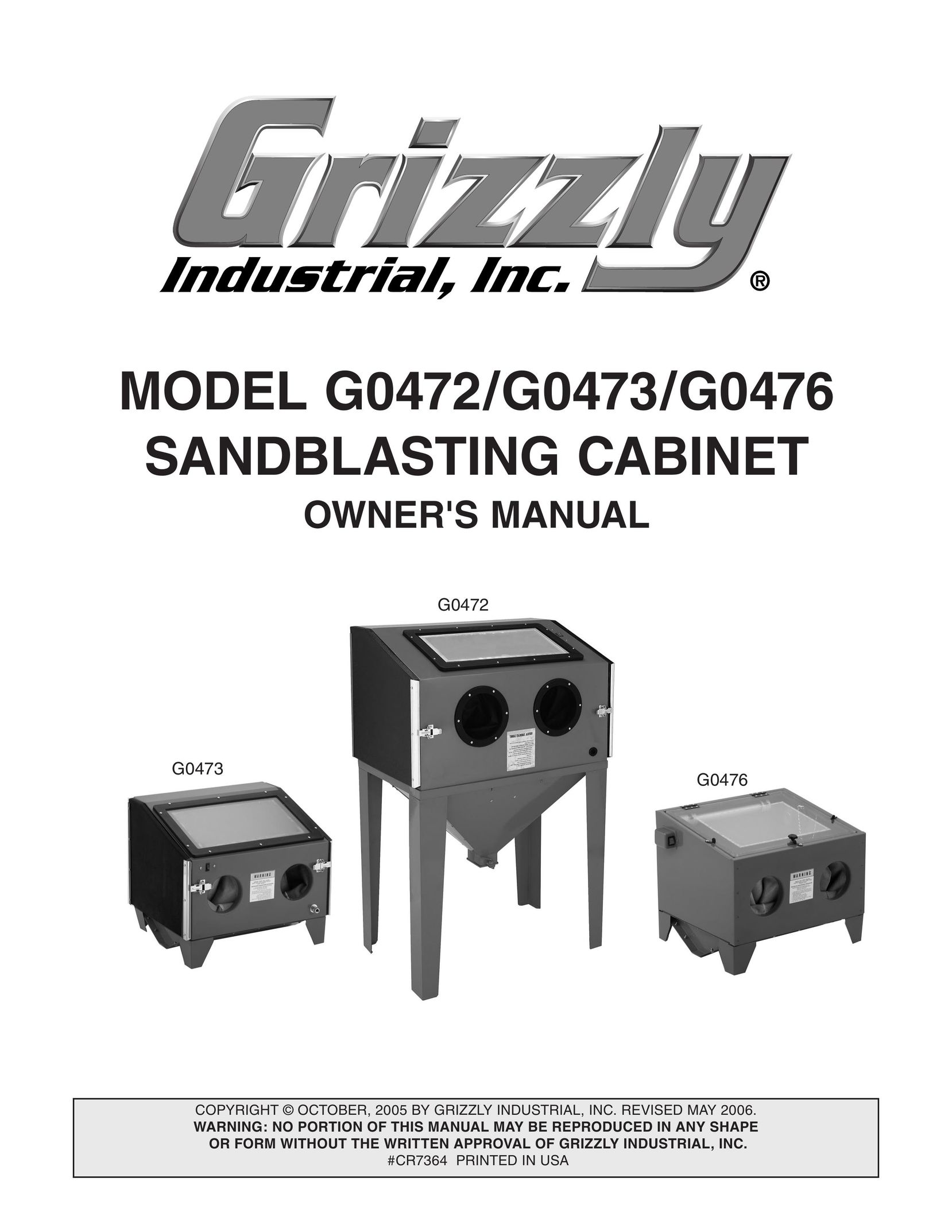 Grizzly G0476 Sander User Manual