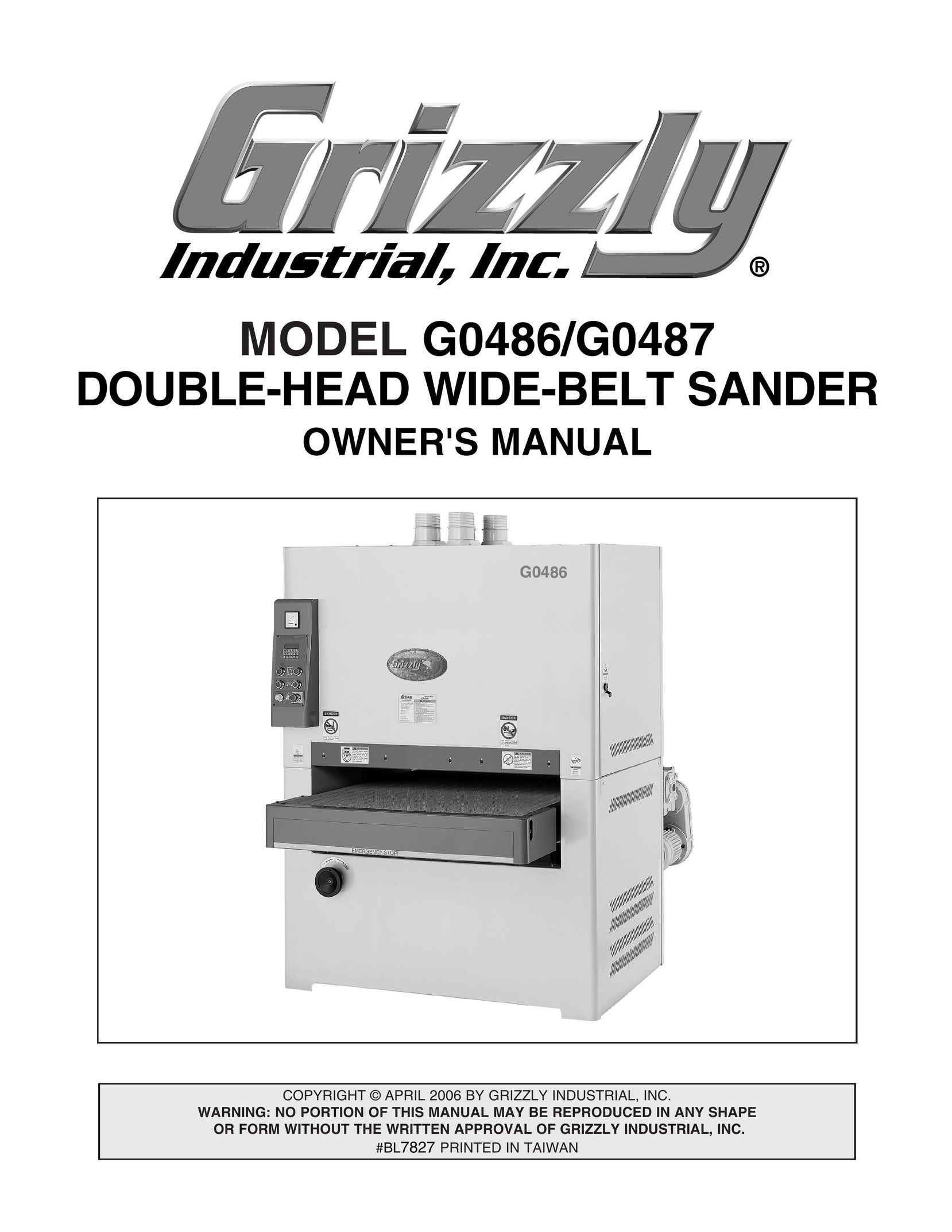 Grizzly G0486/G0487 Sander User Manual