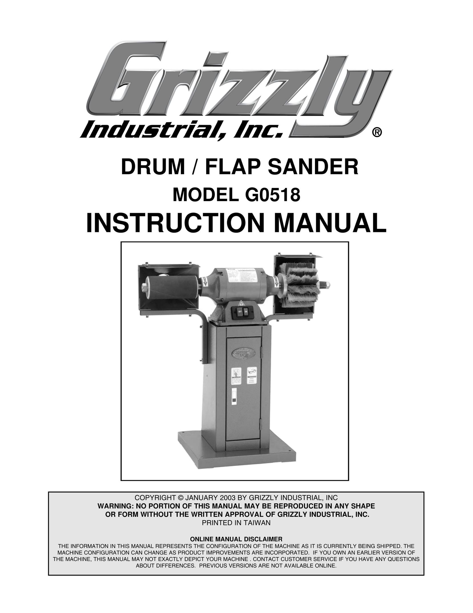 Grizzly G0518 Sander User Manual