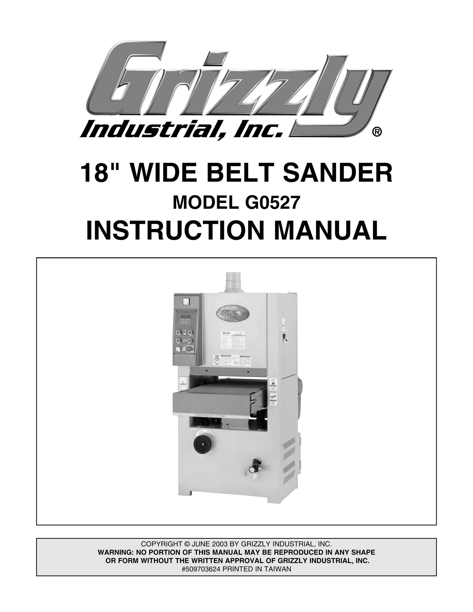 Grizzly G0527 Sander User Manual