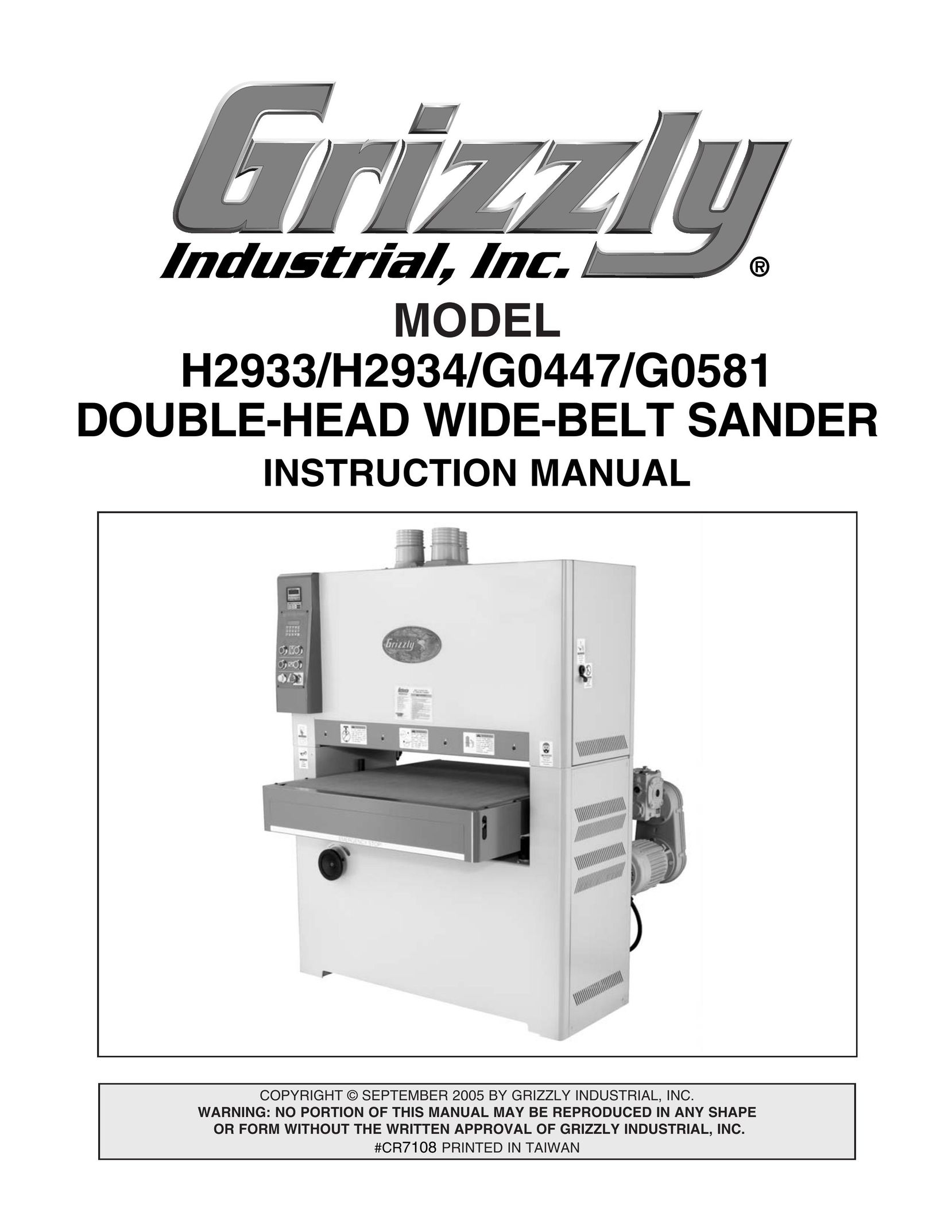 Grizzly G0581 Sander User Manual