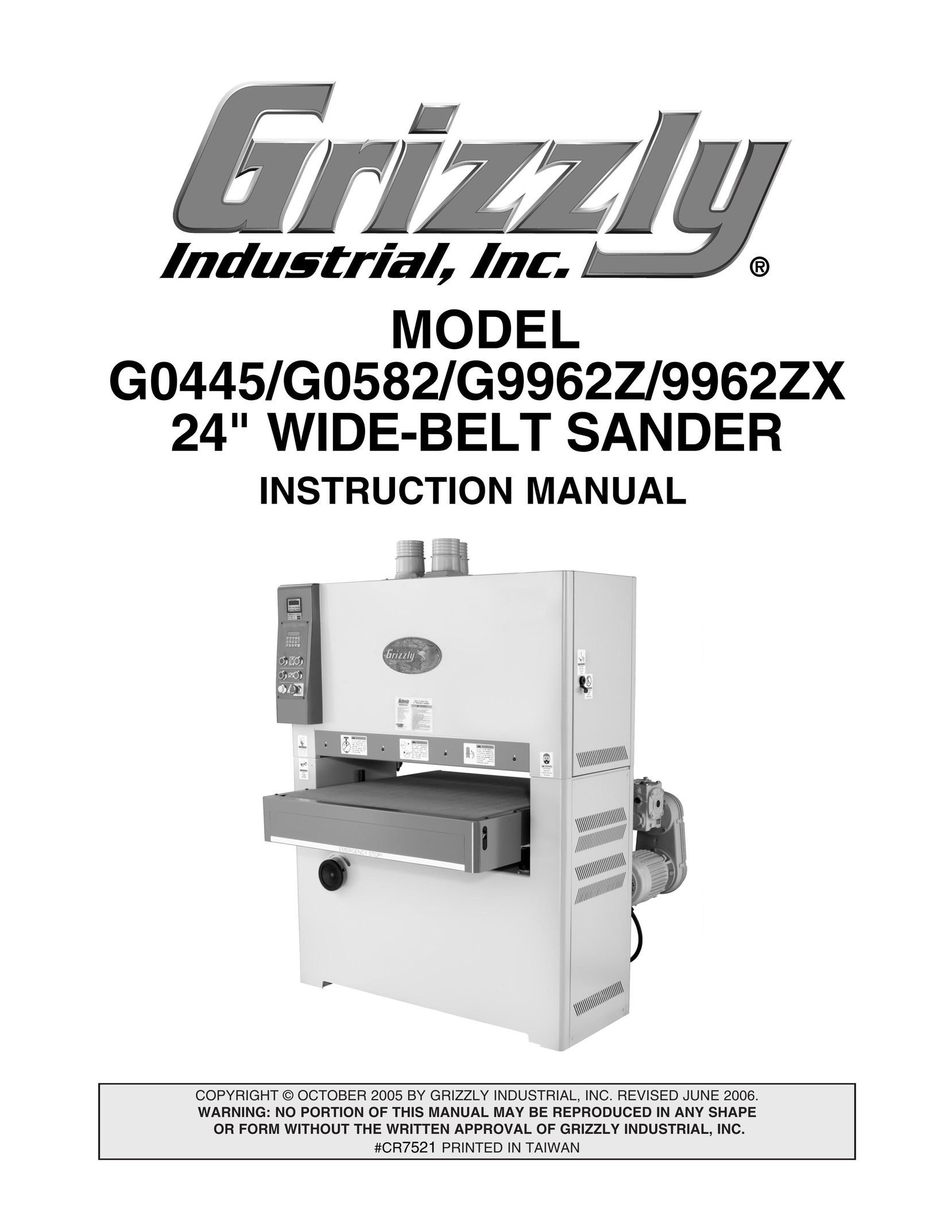 Grizzly G0582 Sander User Manual