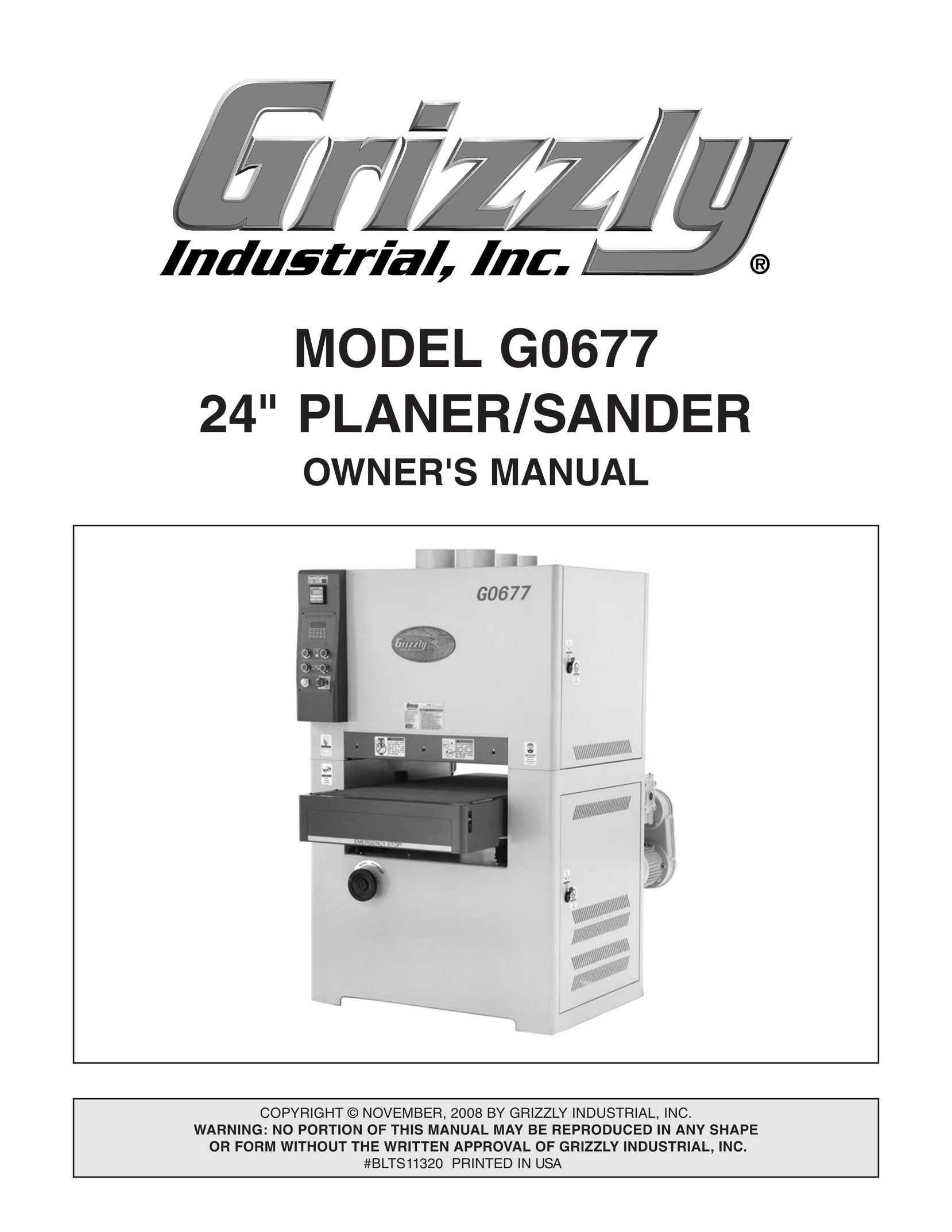 Grizzly G0677 Sander User Manual